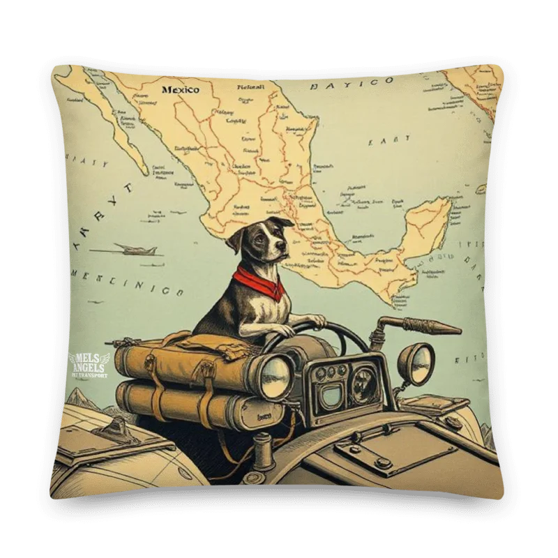 Rebel Co-Pilot Mexico Map Throw Pillow | Retro Dog Travel Decor | Square & Lumbar Cushion product image (8)