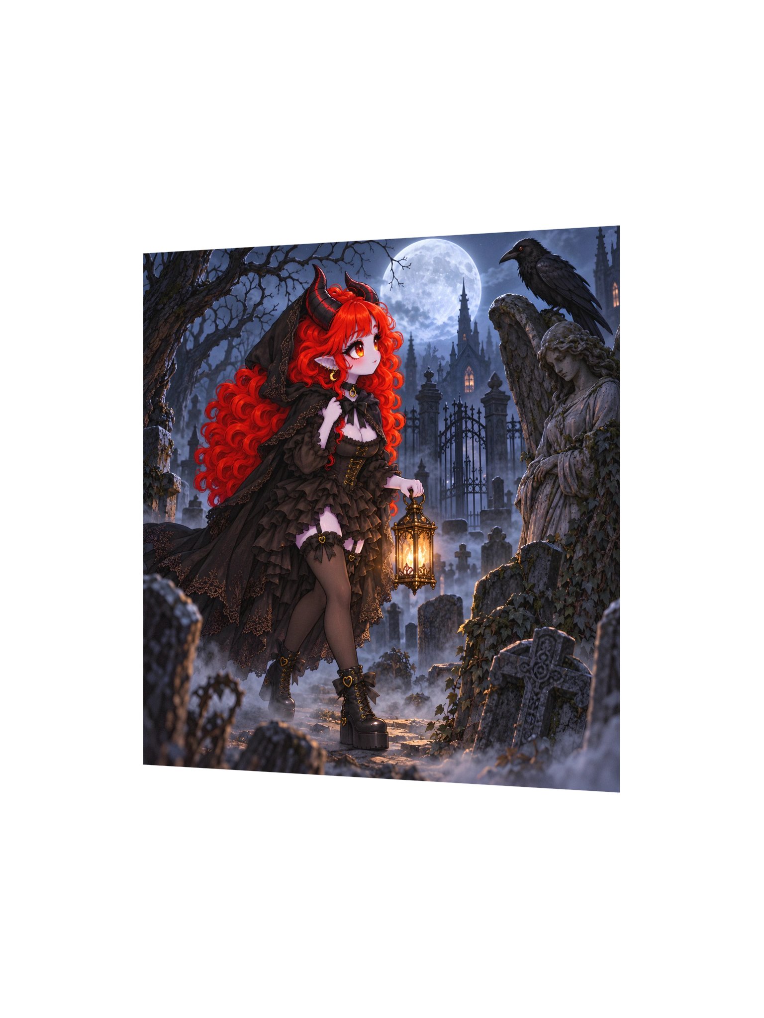 Moonlit Gothic Lantern Girl Poster product image (4)