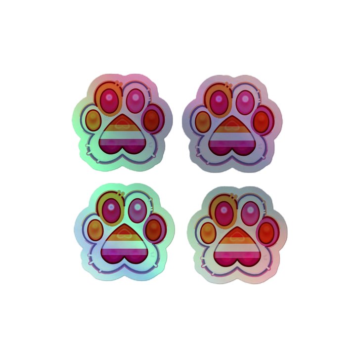Lesbian Pride Paw Print Holographic Kiss Cut Sticker Sheet product image (1)
