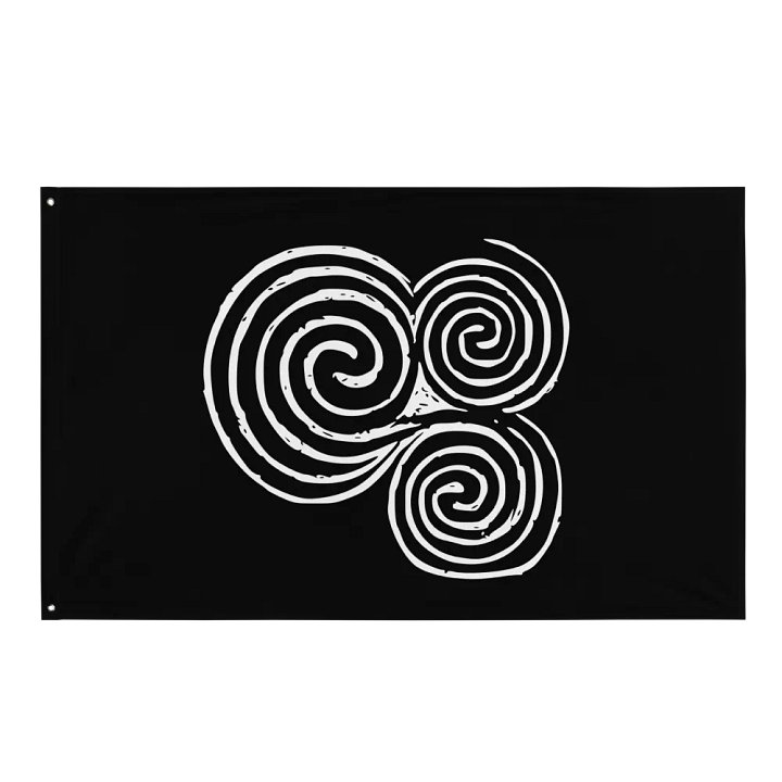 Newgrange Triple Spiral Flag in Black product image (1)