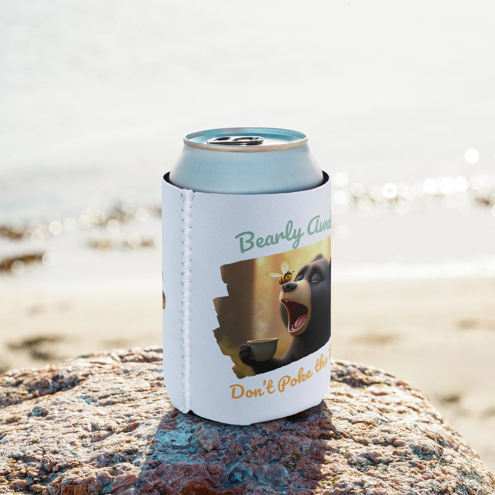 Bearly Awake, Don't Poke the Bear – Yawning Bear Coozie Can Cooler 🐻☕ product image (8)