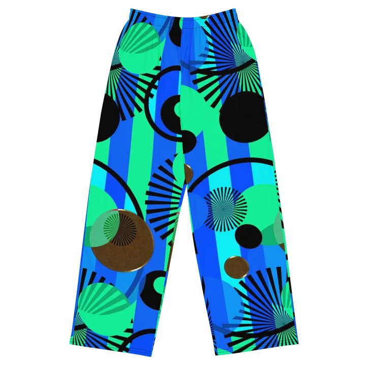 Blue Green Stripes and Dots Wideleg Pants product image (2)
