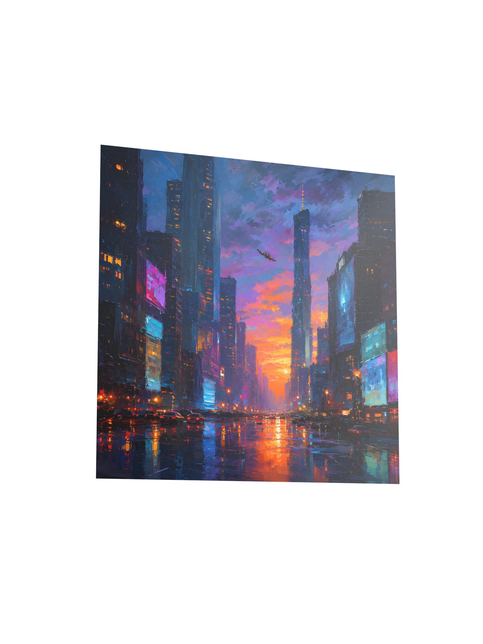 Neon Metropolis: Futuristic Cityscape at Dusk - Cyberpunk Wall Art product image (4)