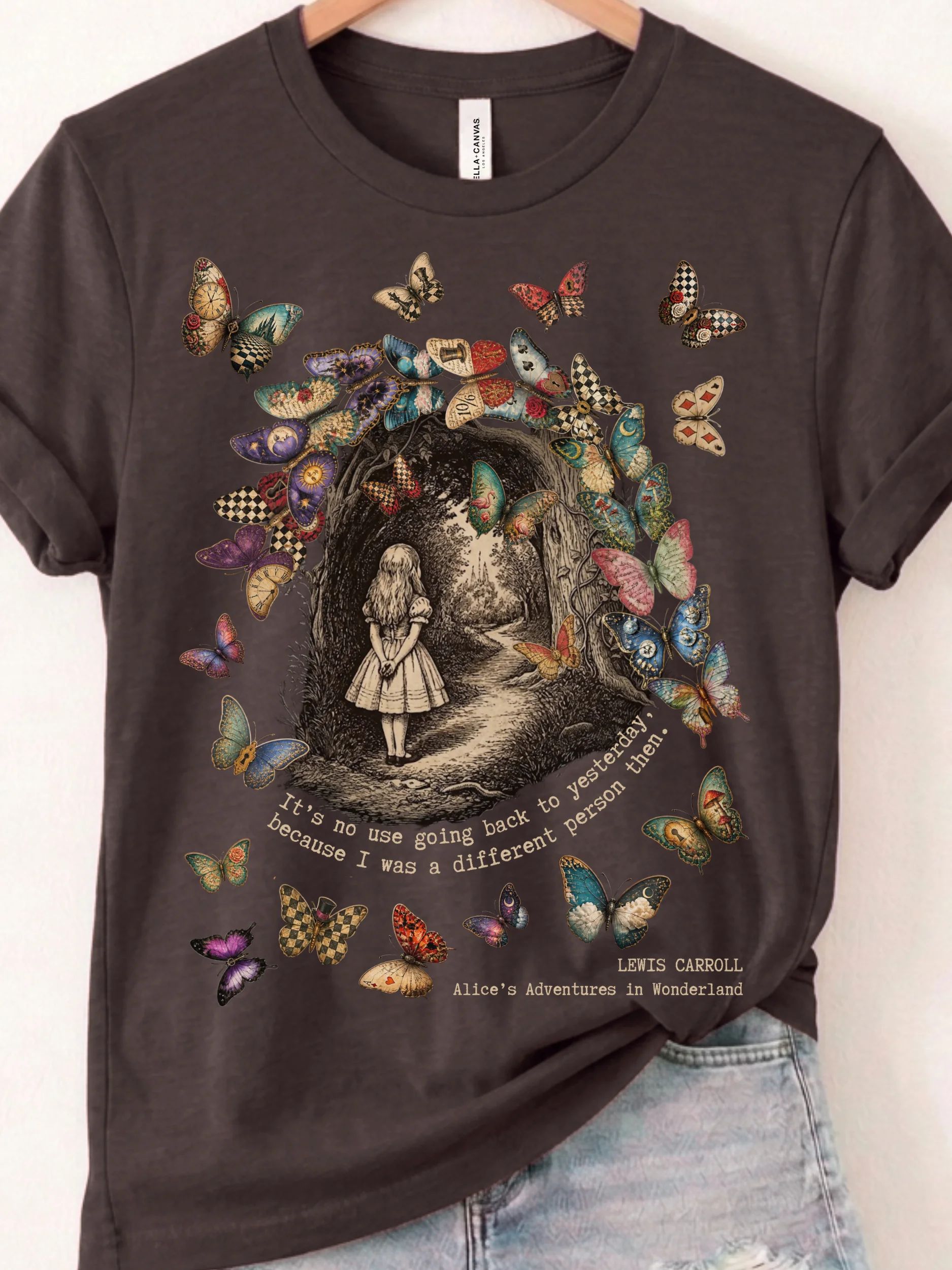Alice Wonderland Shirt, Lewis Carroll Quote, Surreal Storybook Butterfly Graphic Tee product image (1)