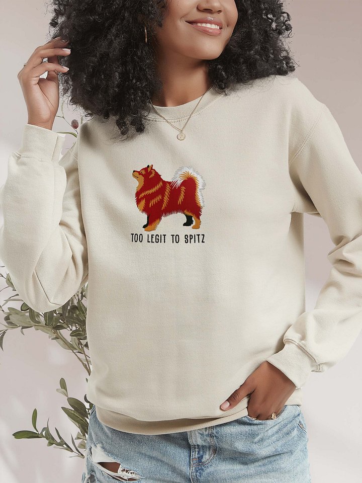 Too Legit to Spitz Sweatshirt (Embroidered) of a Finnish Lapphund(Brown & Tan) product image (2)