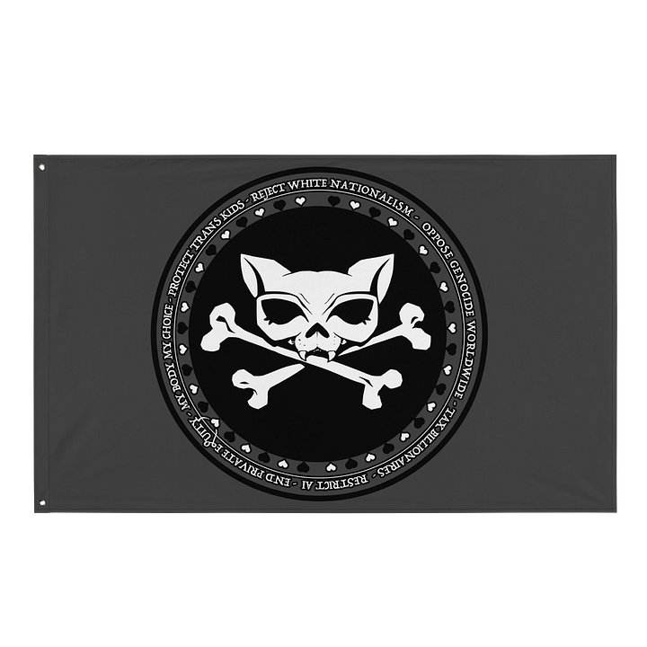 My Politics v2 Grey Kat Skull Flag product image (1)