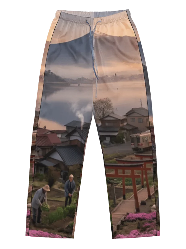 Women's Mount Fuji Pajama Pants | Silky Printed Lounge Bottoms product image (1)