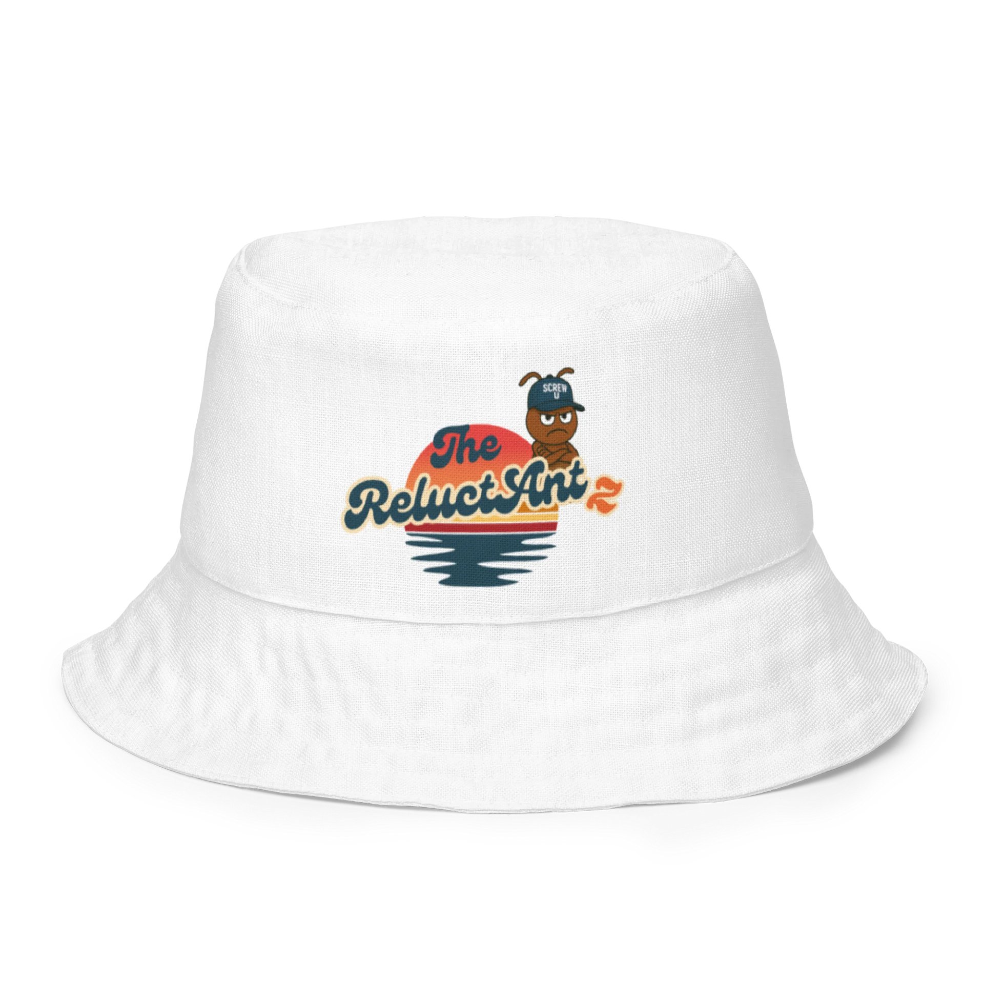 Reversible Screw U Bucket Hat by The ReluctAntz - White product image (2)