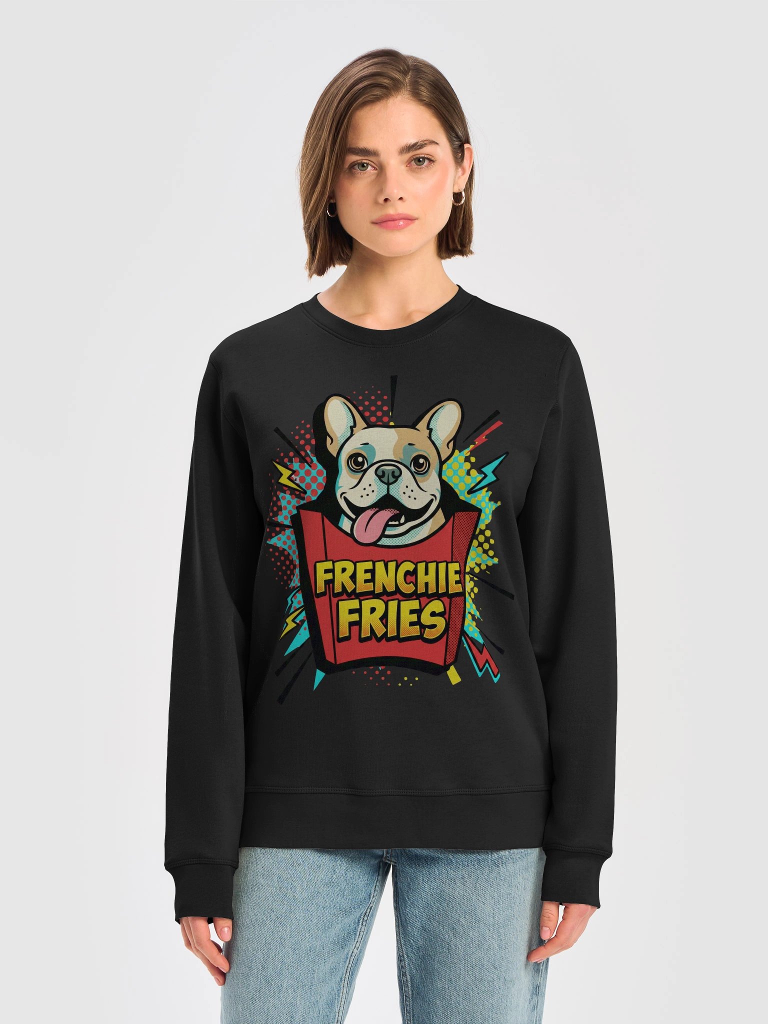 Frenchie Fries Dog Illustration Organic Sweatshirt product image (5)
