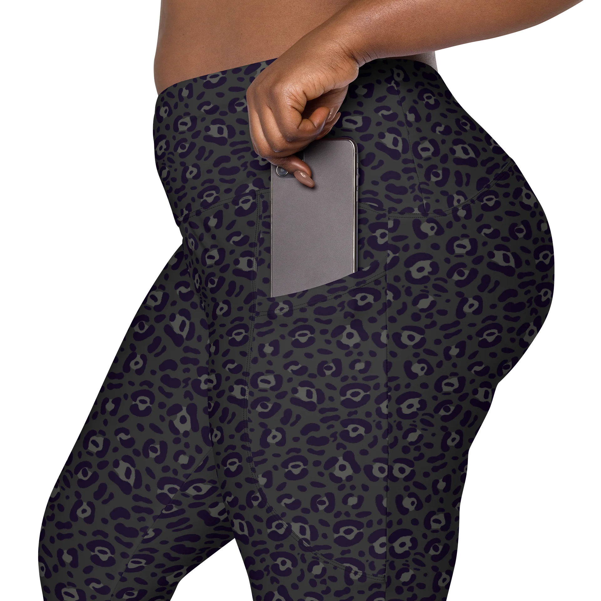 Leopard Print Crossover Leggings with Pockets product image (7)