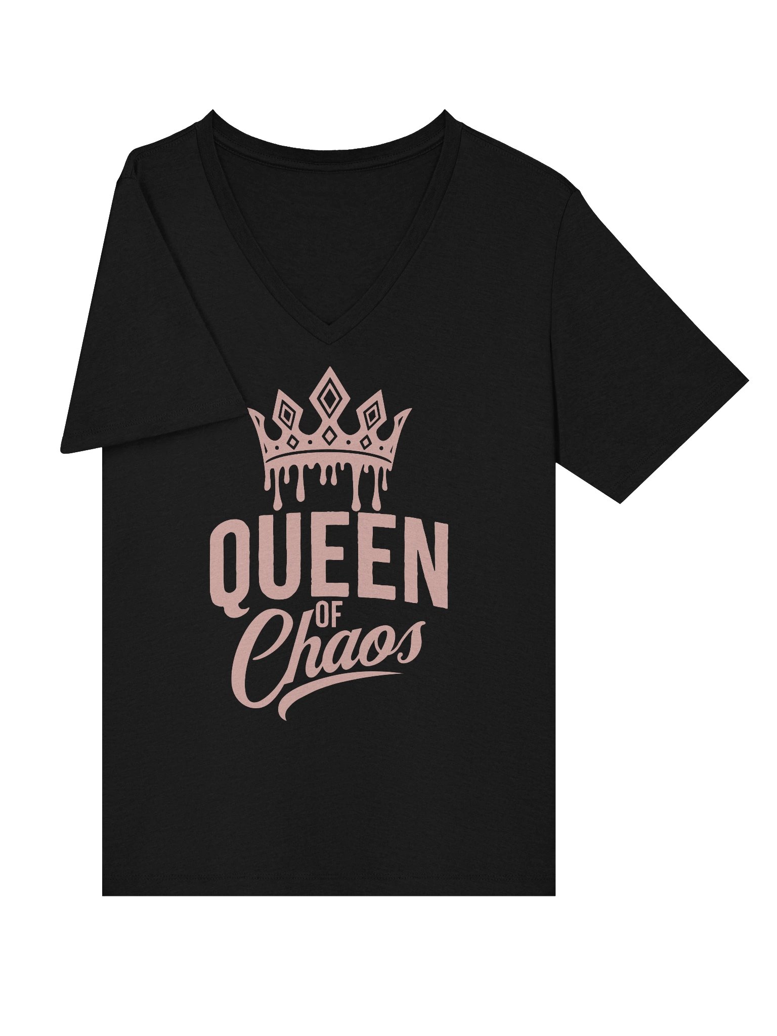 Queen of Chaos V-neck Tee (Pink Text) product image (18)