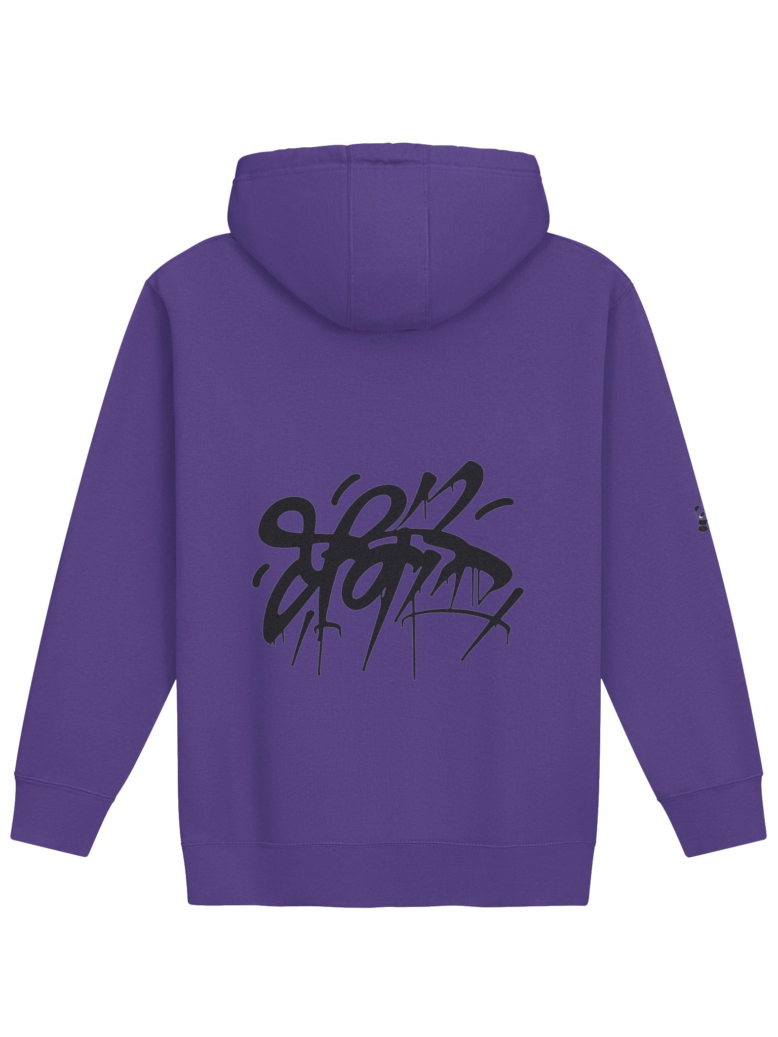 Hidenza Graffiti Script Hoodie – Purple Oversized Streetwear Pullover with Chest Graphic & Sleeve product image (2)