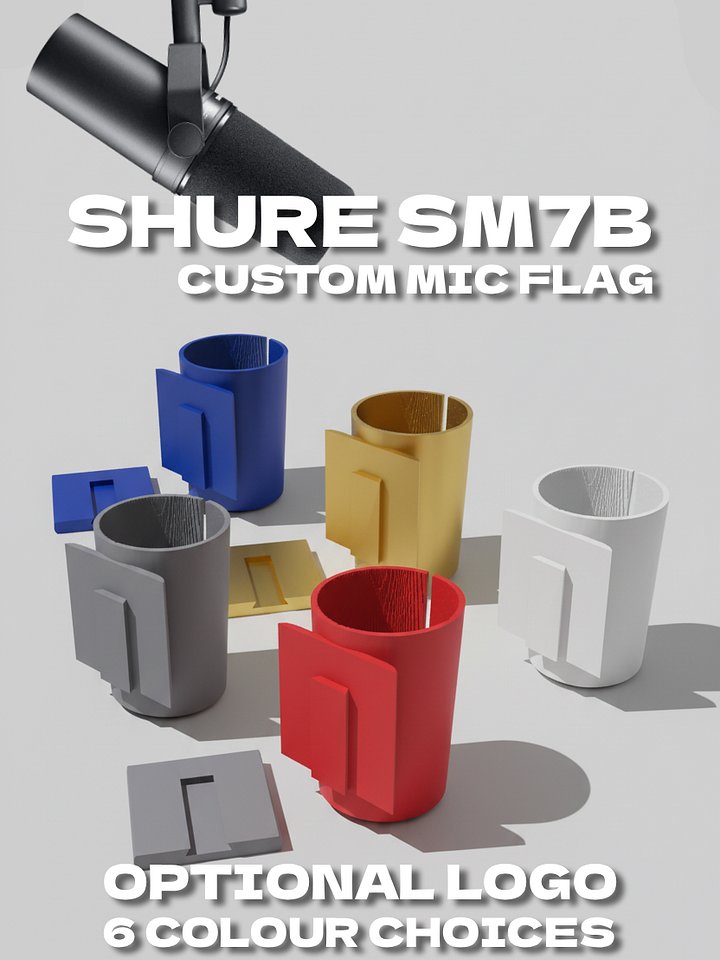 Shure SM7B Mic Flag - Custom Logo Cover | Multi-Colour product image (1)