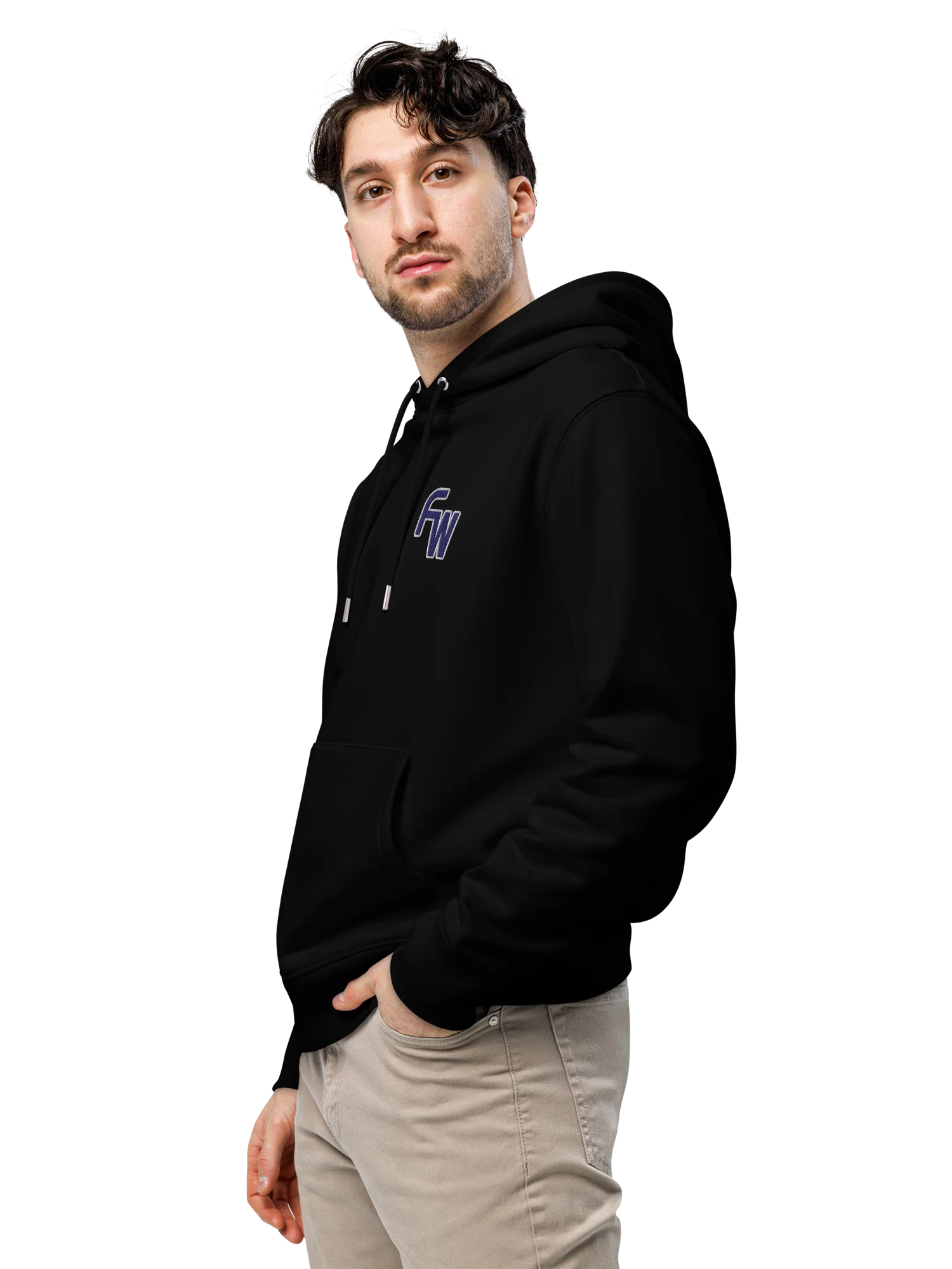 Embroidered Monogram Hoodie in Black with Backprint product image (2)