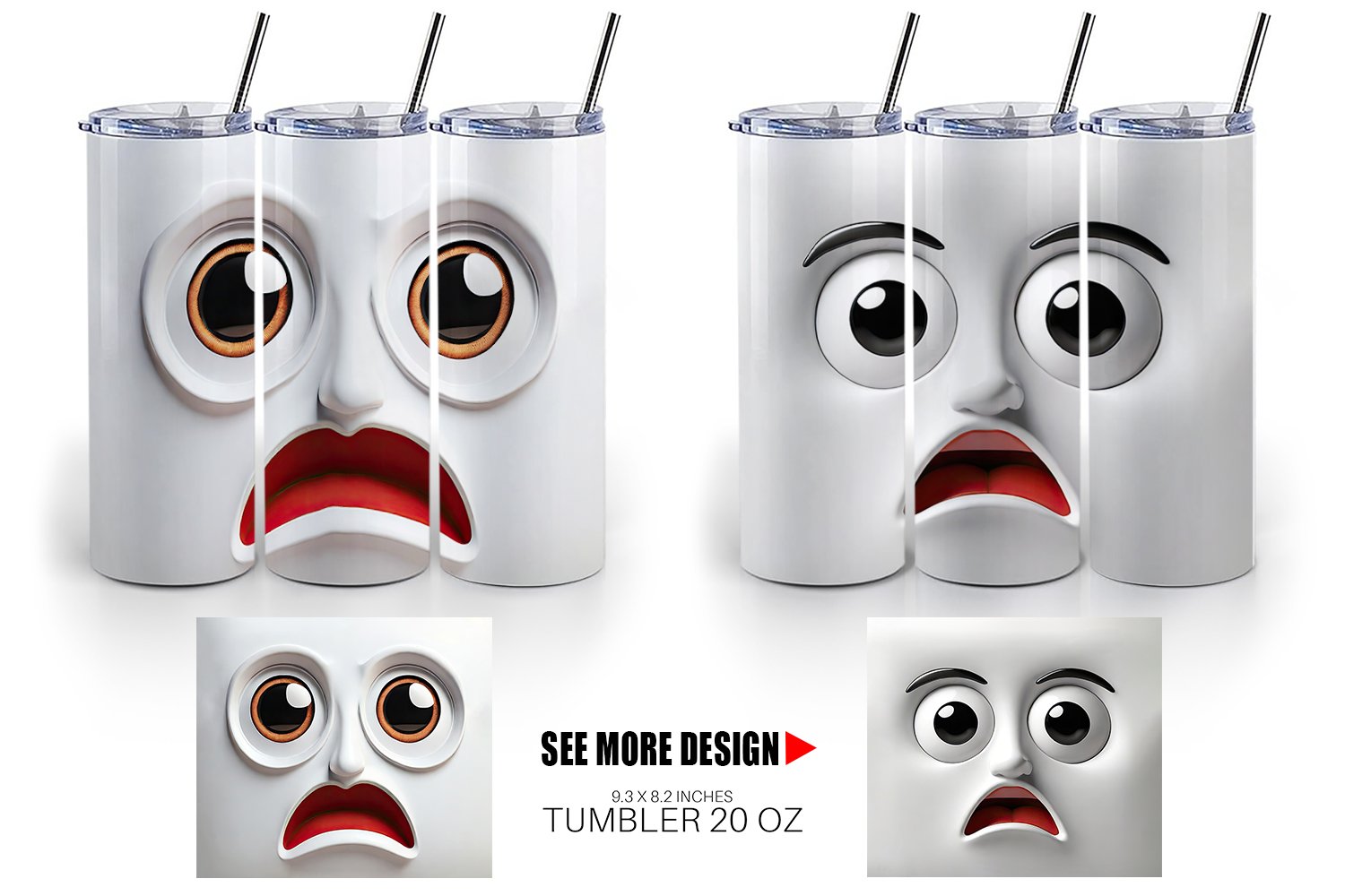 Surprised Expression Stainless Steel Tumbler product image (2)