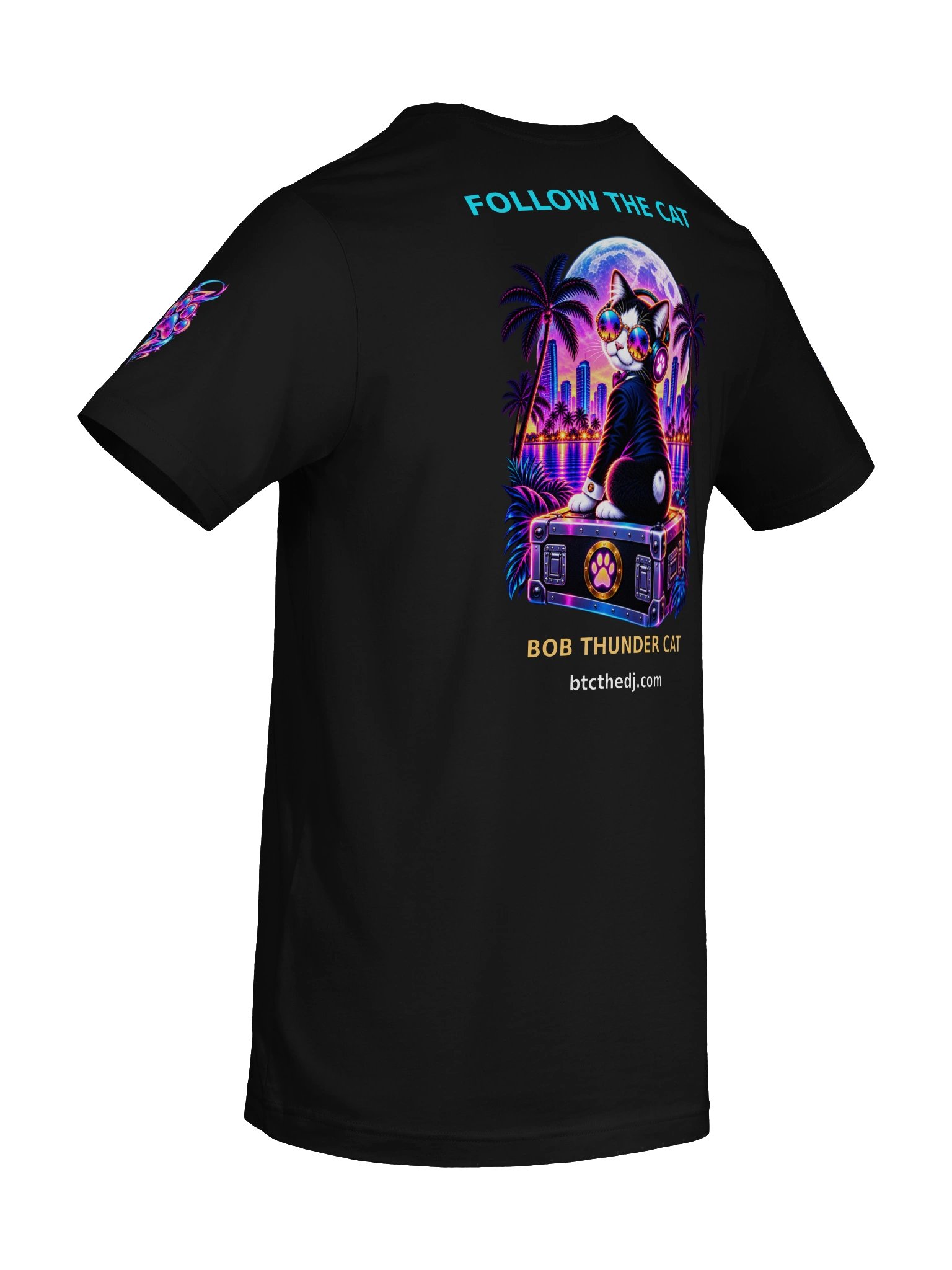 DJ BTC – THE Bob Thunder Cat Collection | Neon Nights Tee product image (8)