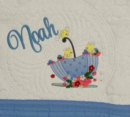 Personalized Baby Umberella Quilt, Embroidered Name, Cotton Medallion Blanket product image (1)