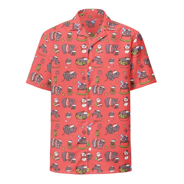 MOODENG'S RED CHRISTMAS HAWAIIAN SHIRT! product image (1)