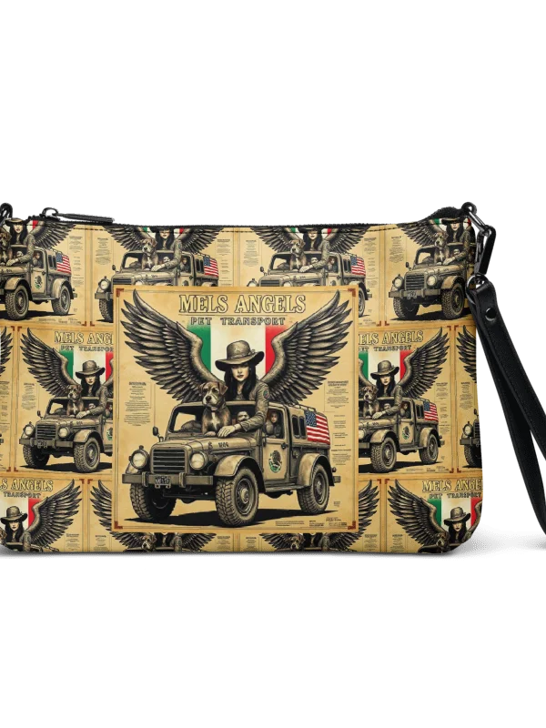 Mel’s Angels Vintage Crossbody Bag – All-Over Print Faux Leather Purse with Strap product image (6)