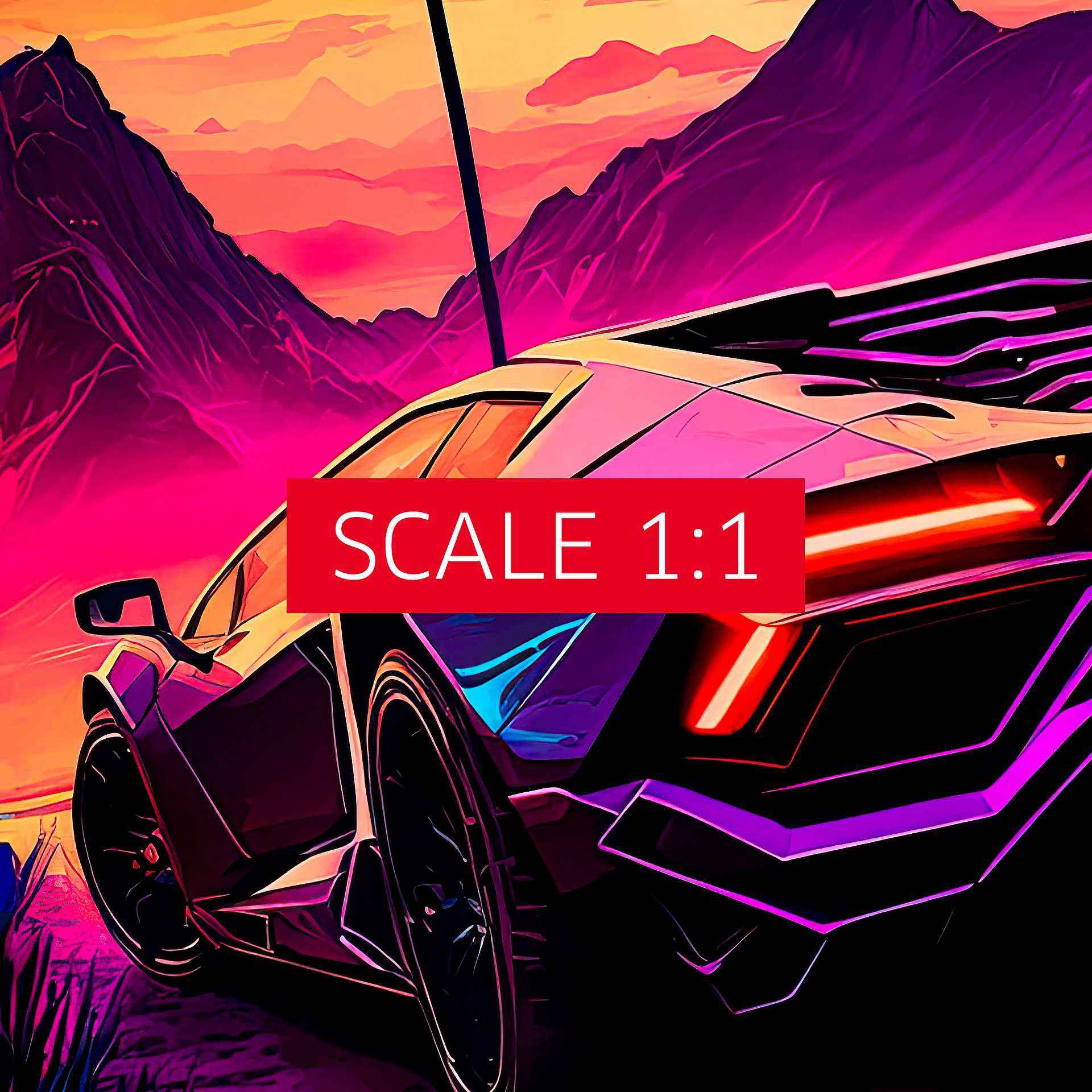 Synthwave aesthetic sport car Lamborghini with palms [synthwave/vaporwave/cyberpunk] — aesthetic art print product image (4)