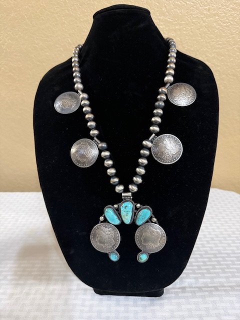 Heritage Morgan Silver Dollar & Dry Creek Turquoise Squash Blossom product image (1)