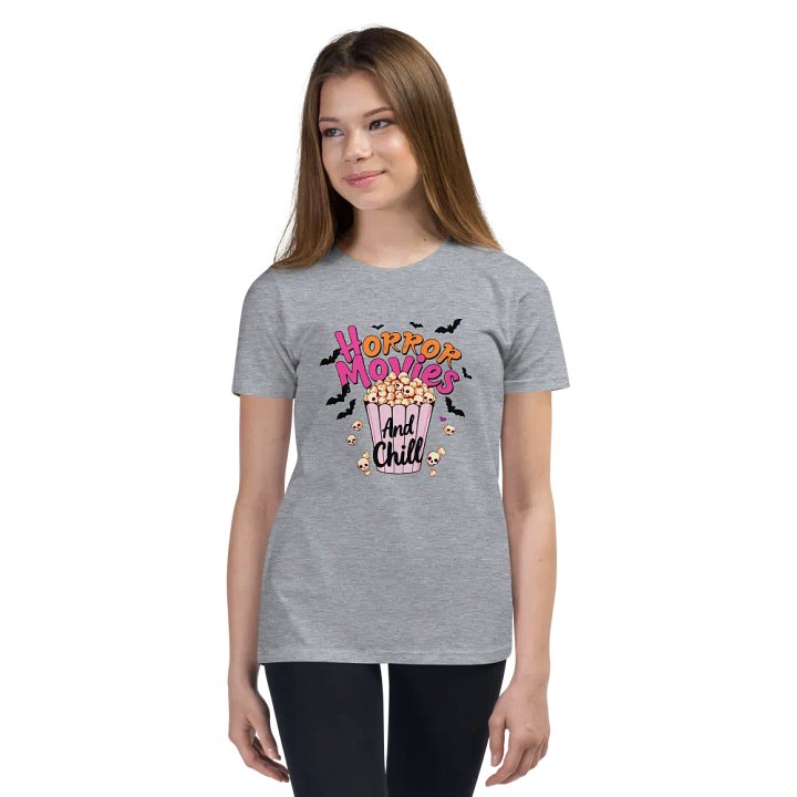 Horror Movies and Chill Popcorn Youth T-shirt product image (2)