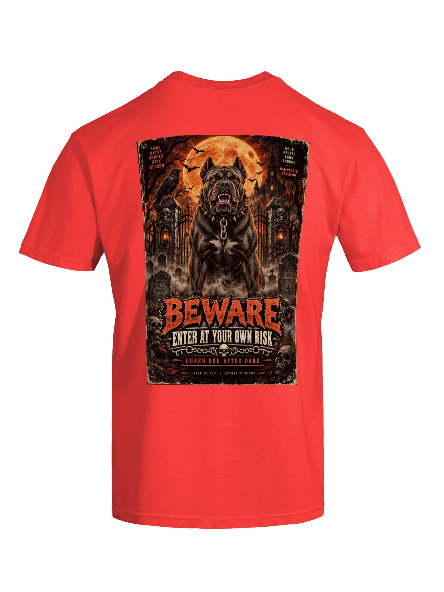 Beware — Enter at Your Own Risk Dog Dad Halloween Tee product image (3)