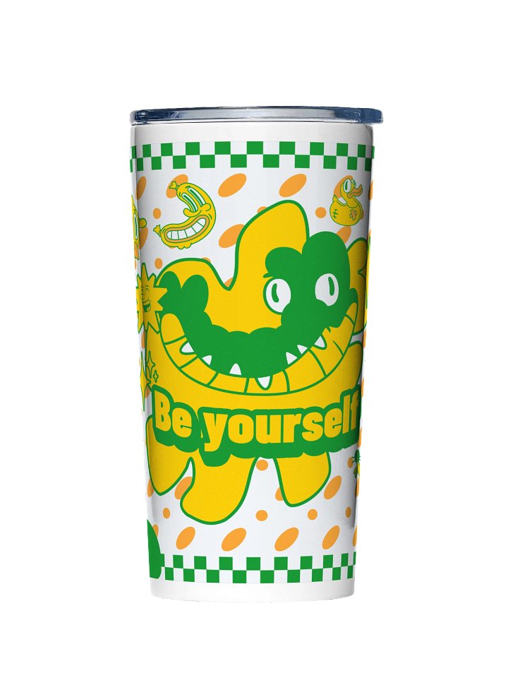 20oz Stainless Steel Tumbler with Lid - Cute Alligator Be Yourself Cartoon Design, Insulated Funny Crocodile Retro Animal Travel Cup by BoldPixel product image (2)