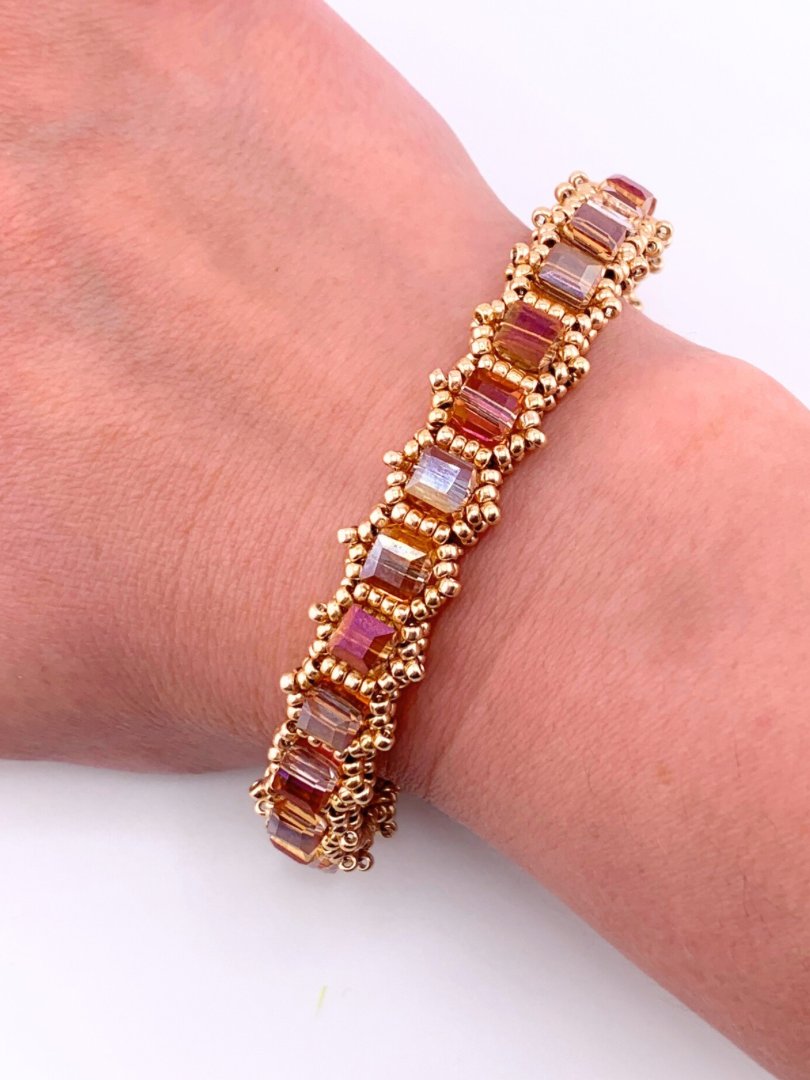 Beading Pattern - Crystal Cube Bangle Bracelet - 6mm product image (1)
