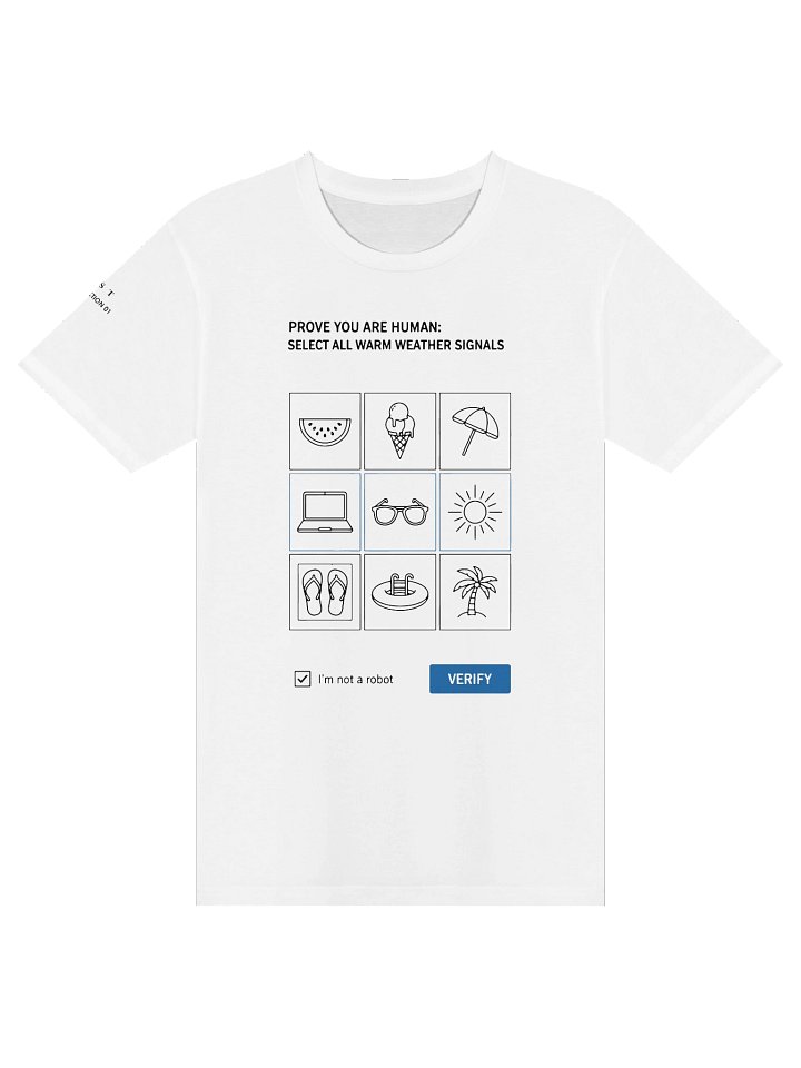 CAPTCHA Blue Verify Minimalist // Graphic T-shirt White product image (1)