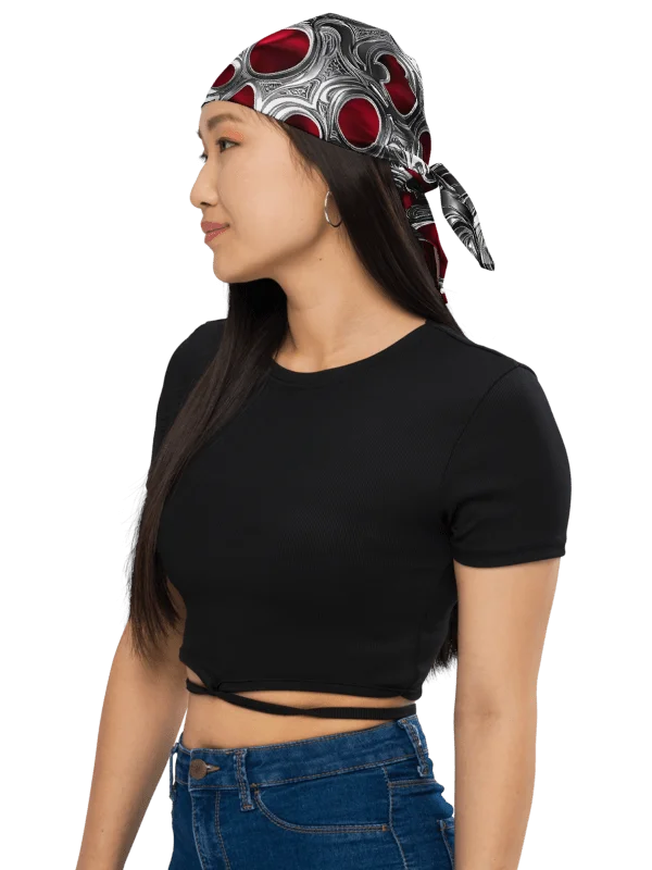 Bold Metallic Silver & Red Bandana product image (1)