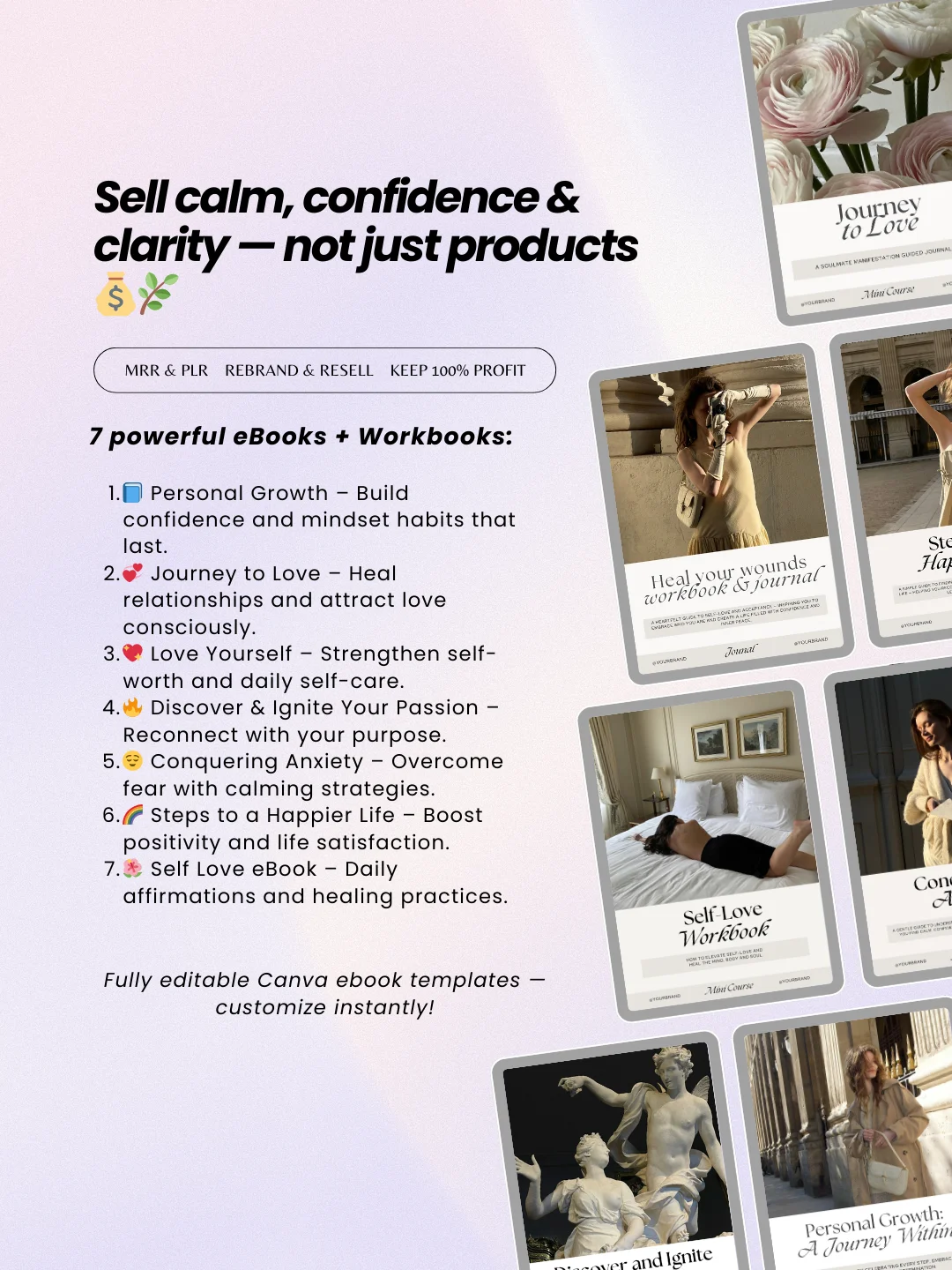7 Wellness & Self Care eBooks + Workbooks Bundle | MRR PLR Bundle product image (9)