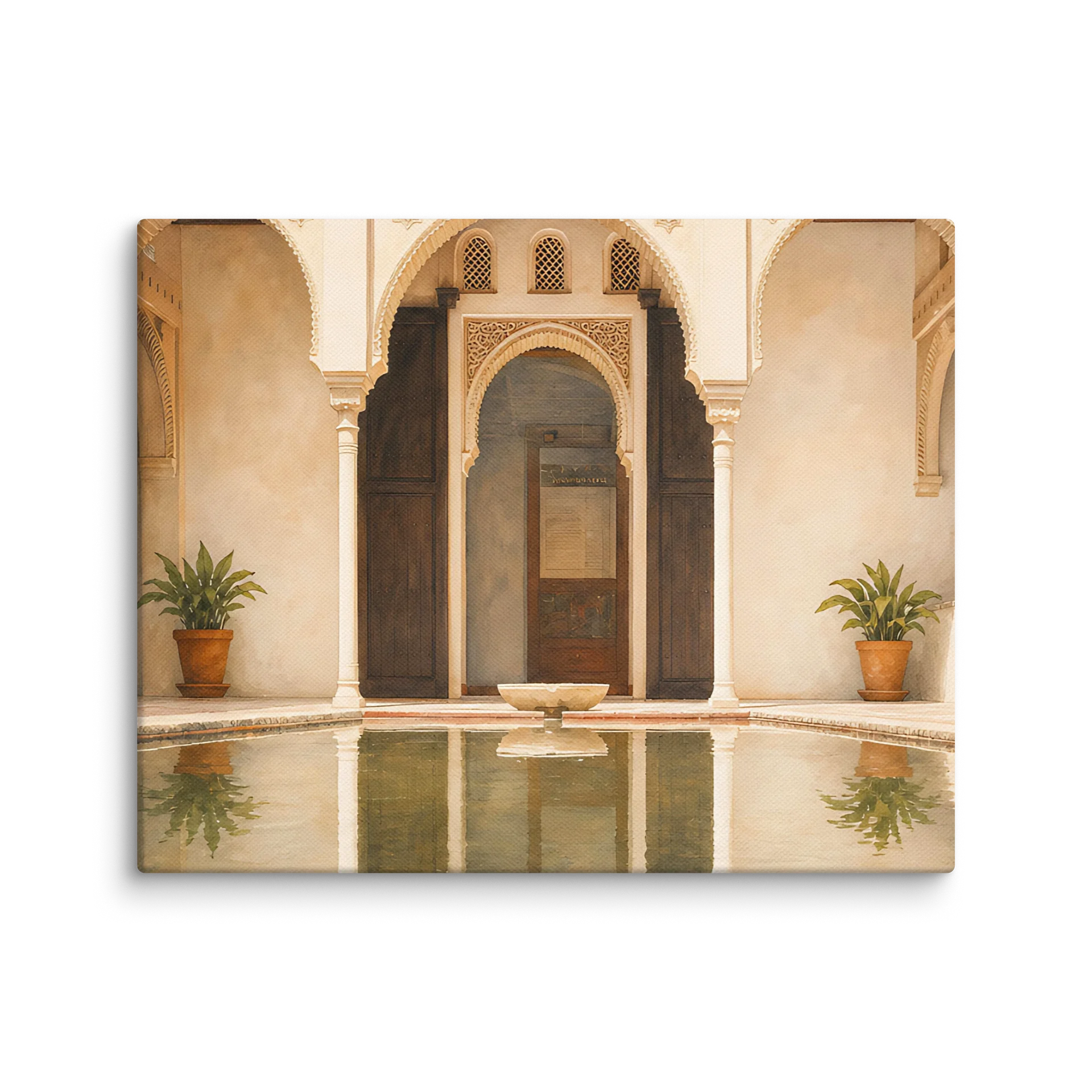 Andalusian Courtyard Wall Art - Alhambra Inspired Neutral Beige Islamic Interior Decor product image (3)