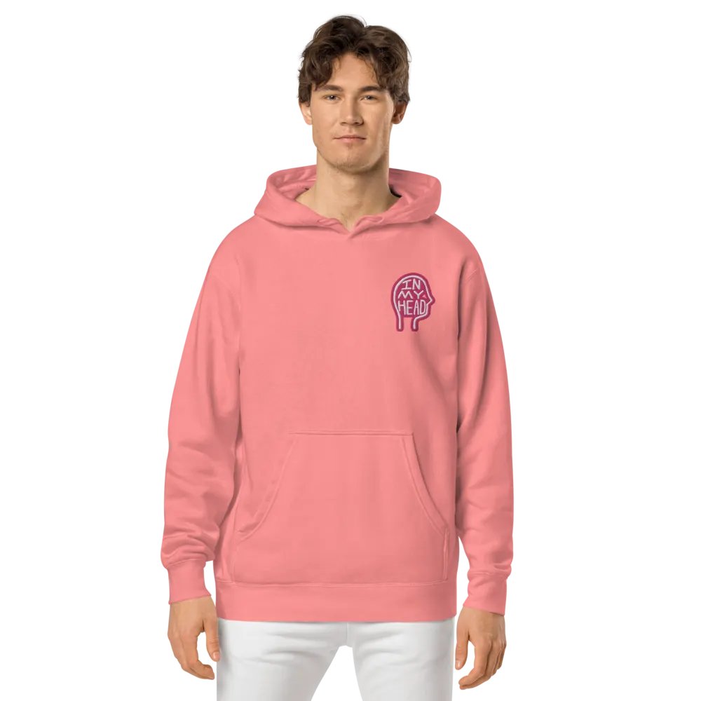 In My Head (L.C. pink bubble design 2) embroidered pigment hoodie product image (2)