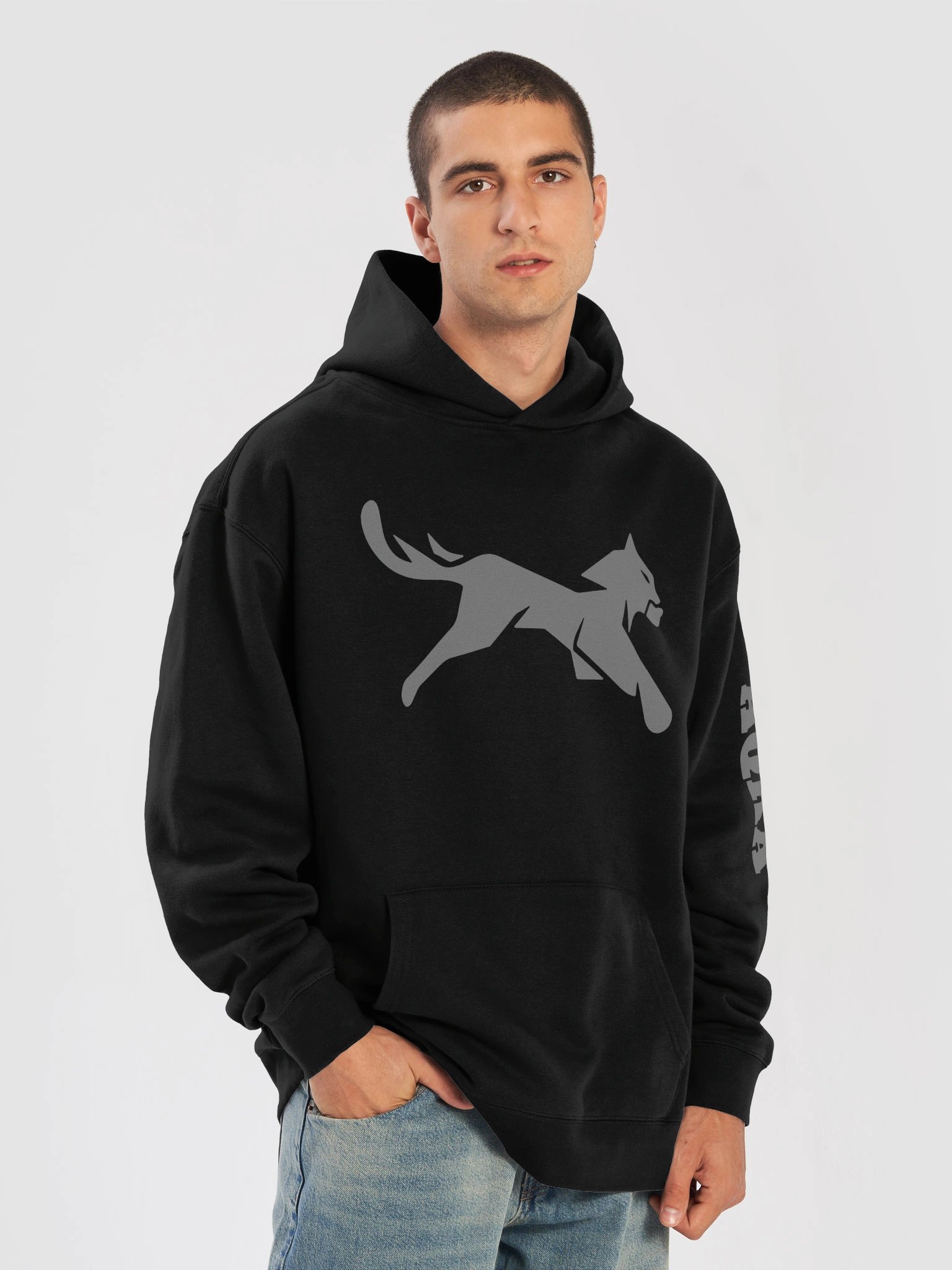 Leaping Cat Silhouette Relaxed Hoodie product image (4)