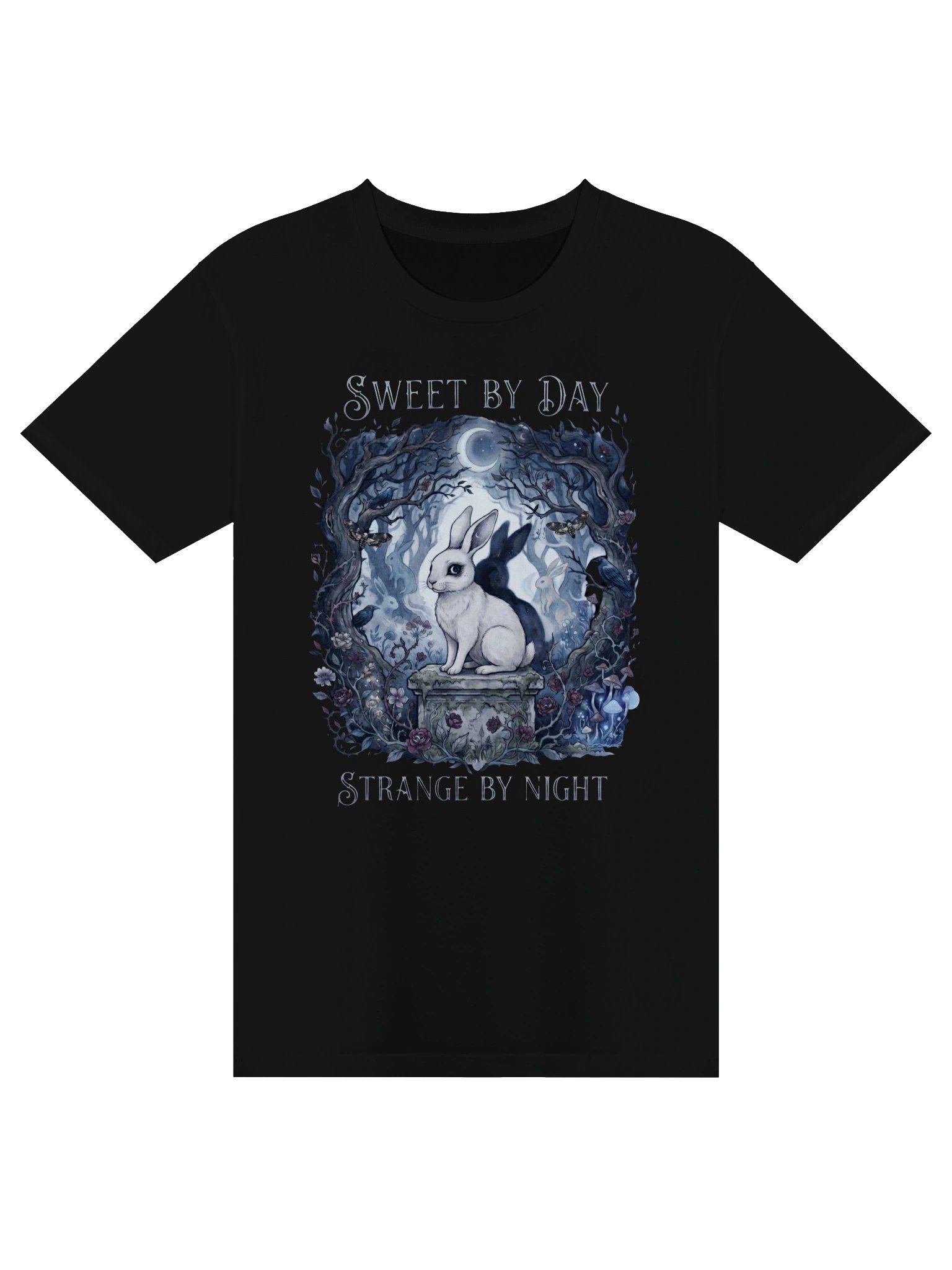 Sweet by Day Strange by Night Gothic Rabbit T-Shirt product image (6)