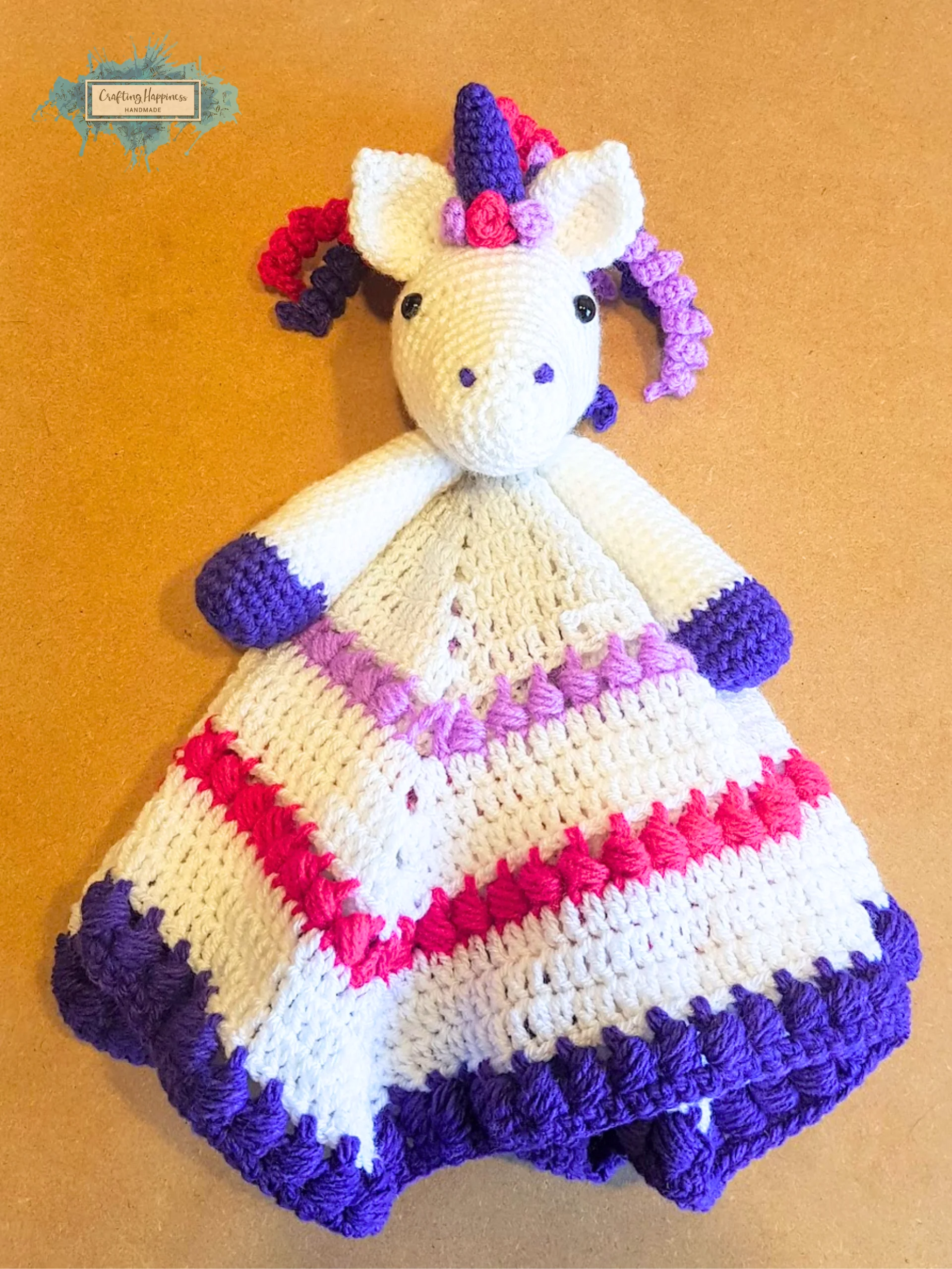 Maria The Unicorn Baby Lovey Security Blanket Crochet Pattern - Crafting Happiness product image (5)