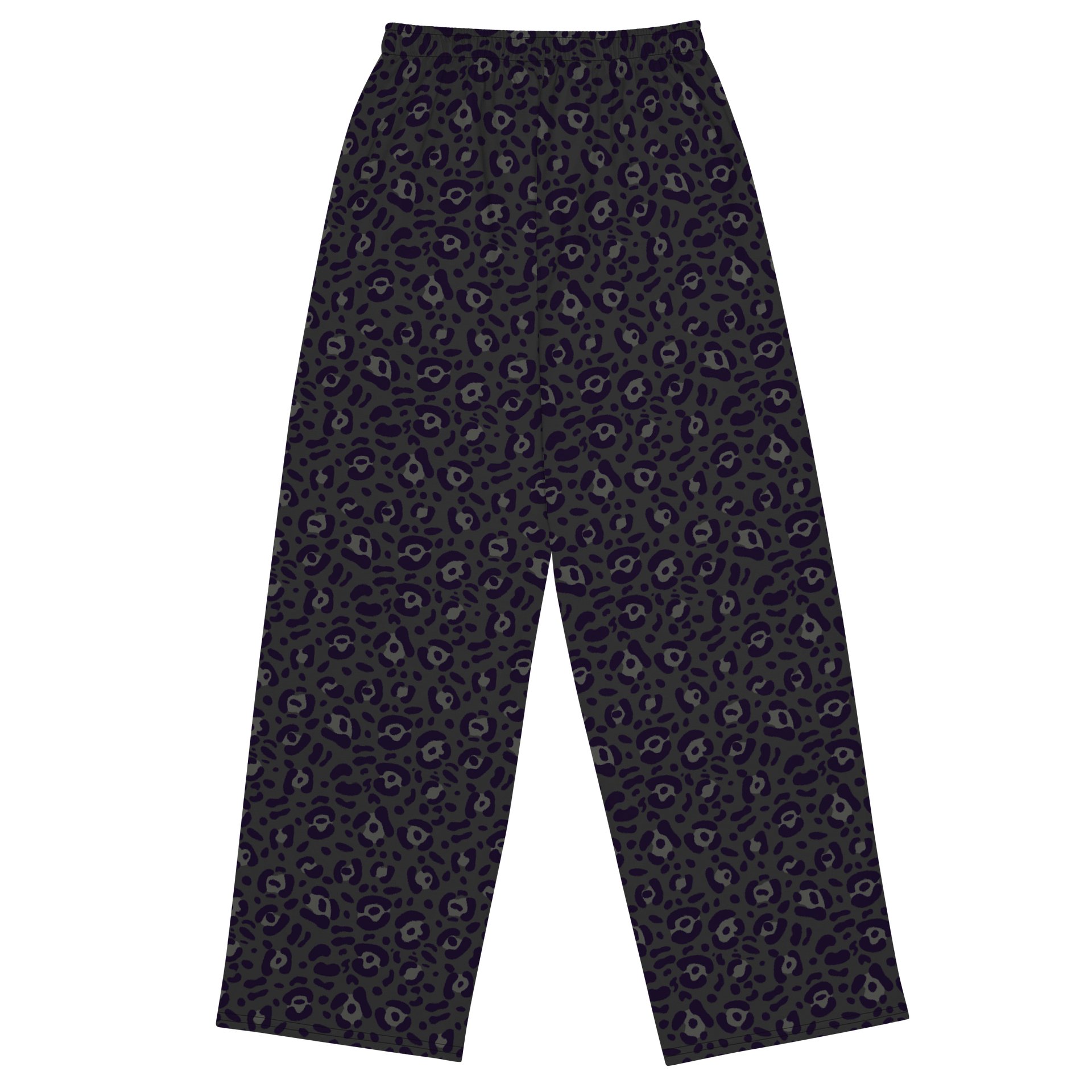Comfortable Bold Black Leopard Print Wide-Leg Pants product image (2)