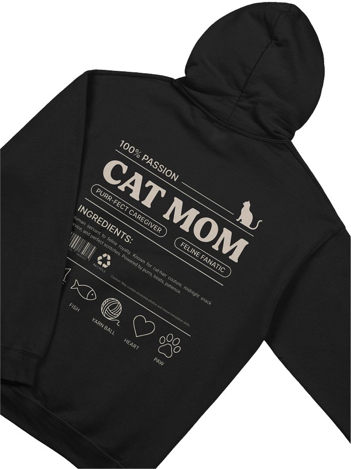 Cat Mom Ingredients – 100% Passion Back-Print Hoodie product image (2)
