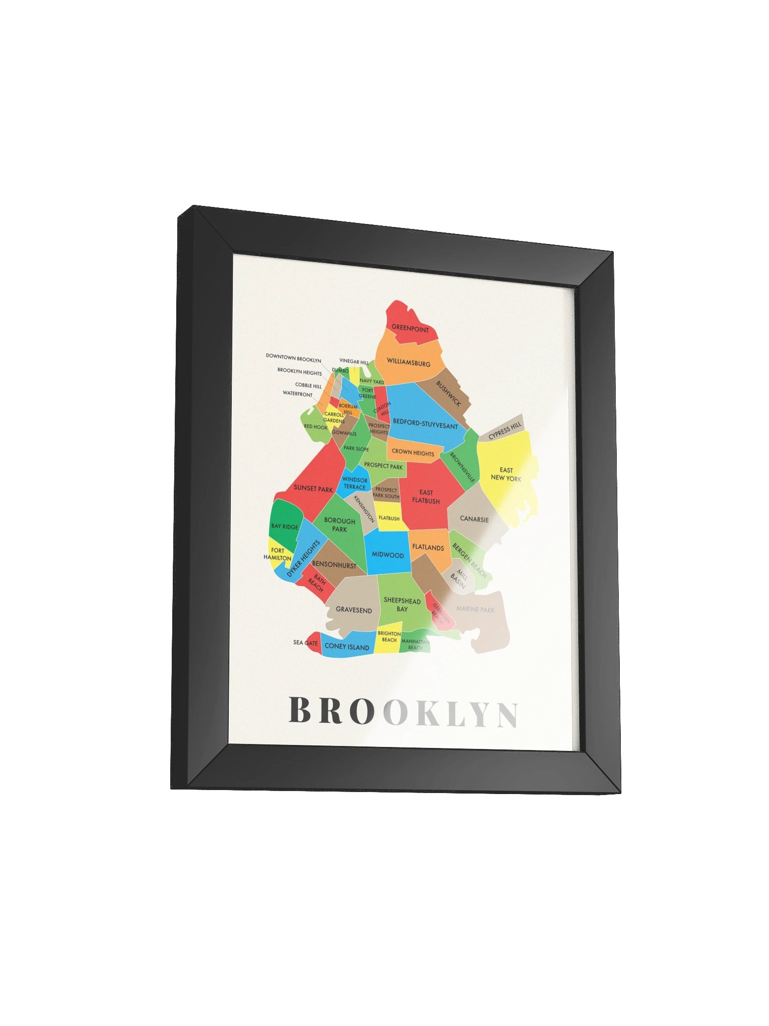 Brooklyn Neighborhood Map (Bright) | Framed product image (2)