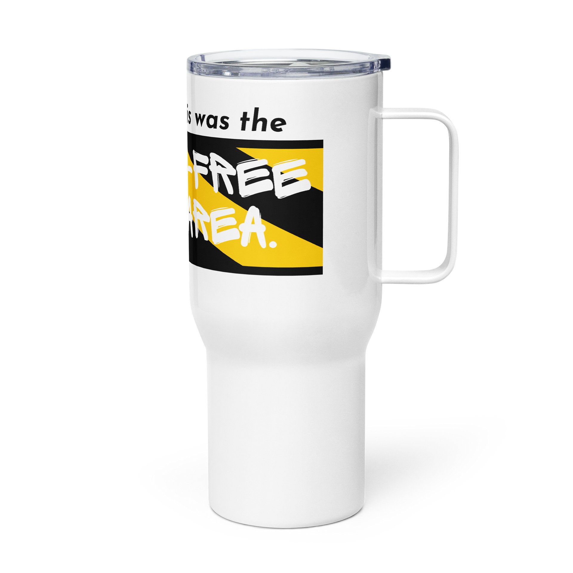 Damage free Zone | Travel Mug with a Handle by Allcolor product image (3)