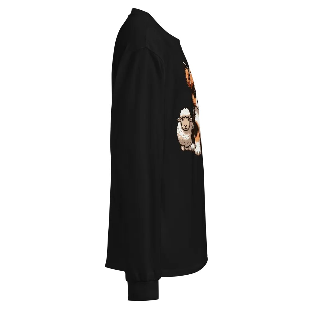 Cute Tricolor Border Collie with Sheep Long Sleeve Premium T-Shirt product image (3)