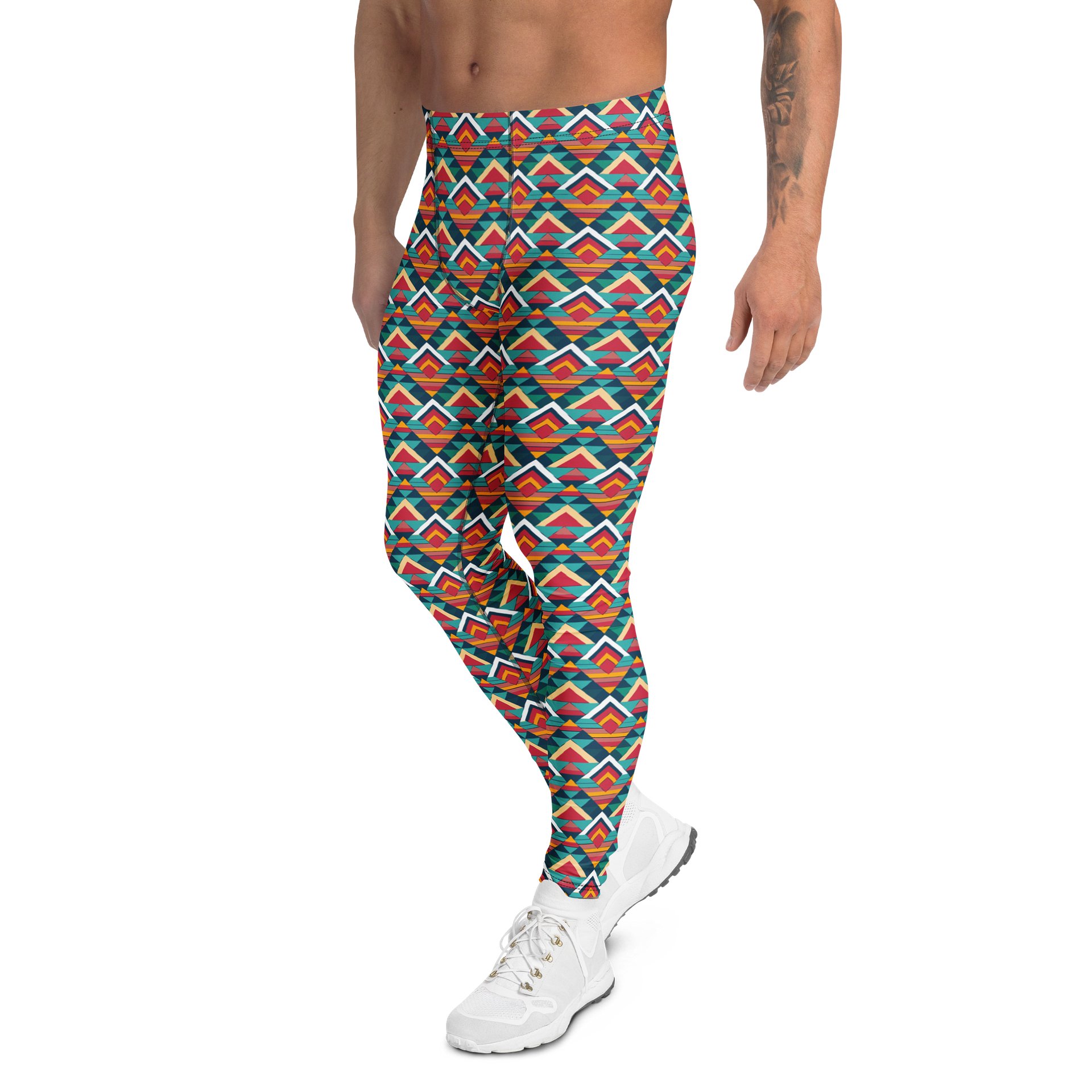 Colorful Geometric Diamond Triangle Men's Leggings product image (4)