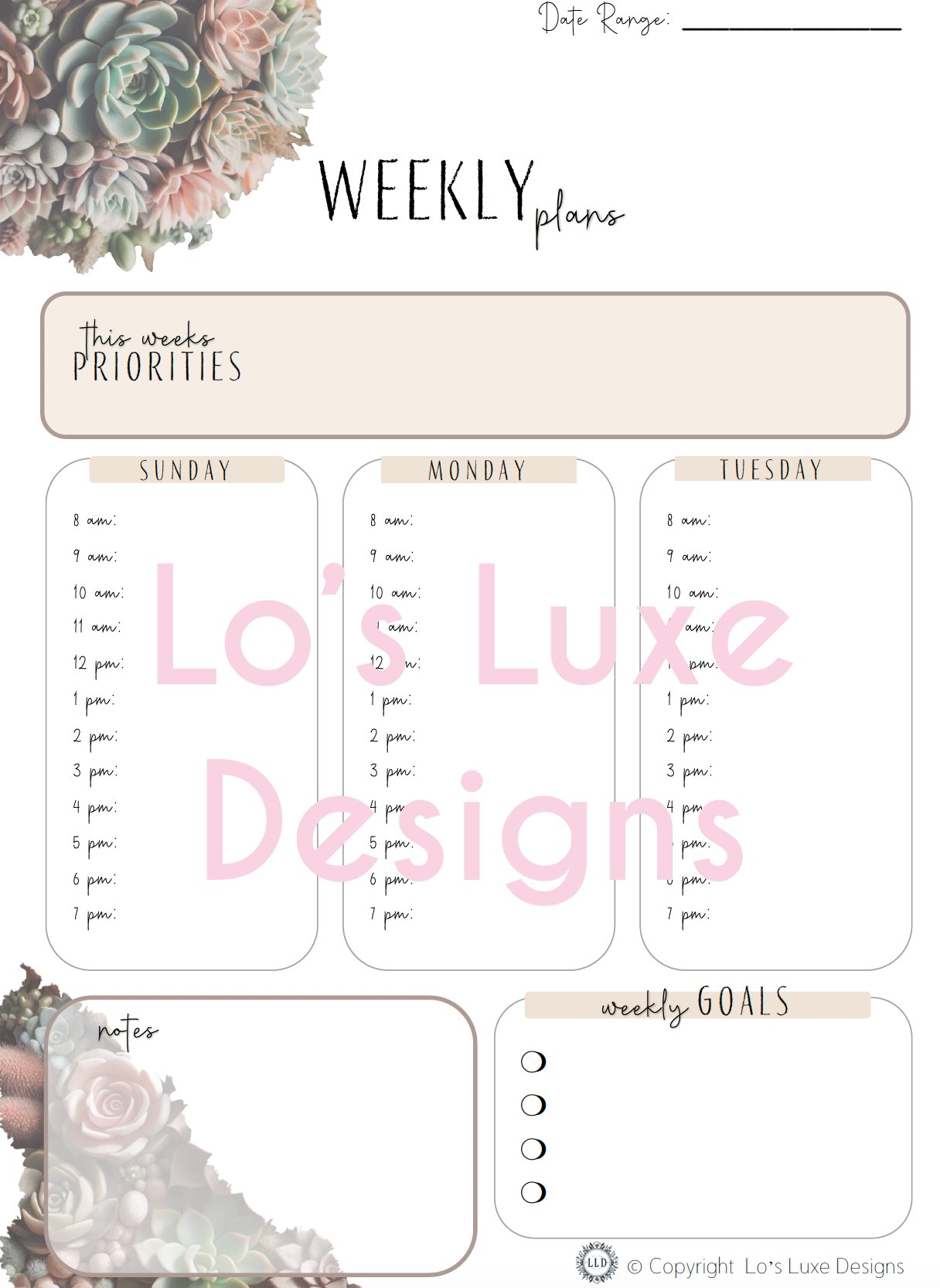 Rustic Modern 'Shanae' To Do List Bundle - 8.5x11 Printable product image (2)