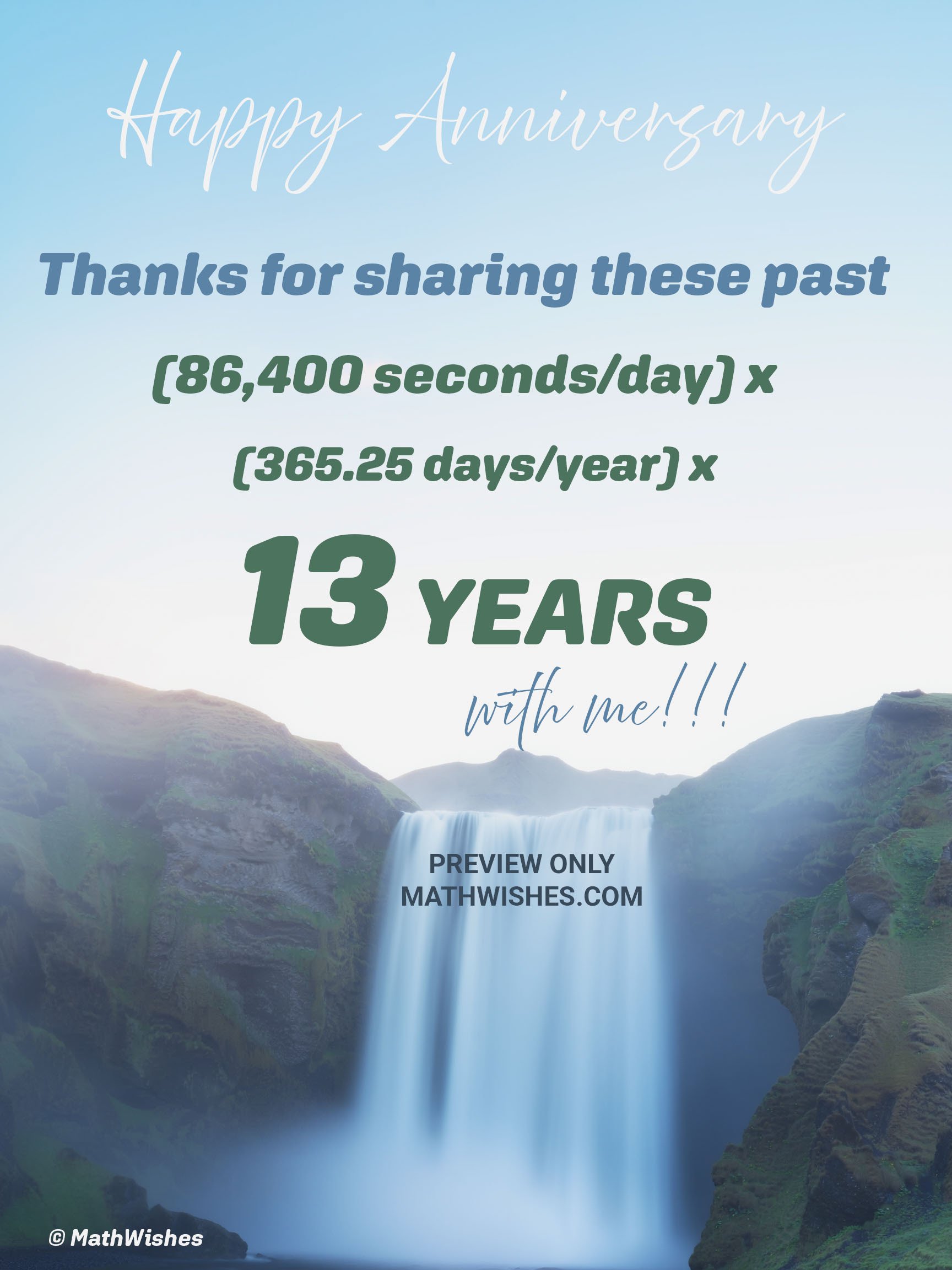 13th Anniversary Card - Waterfall product image (1)