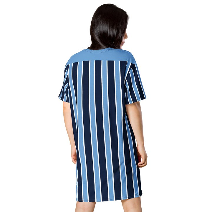 Exclusive Navy & Light Blue Striped Oversized T-Shirt Dress | TDS Music product image (2)