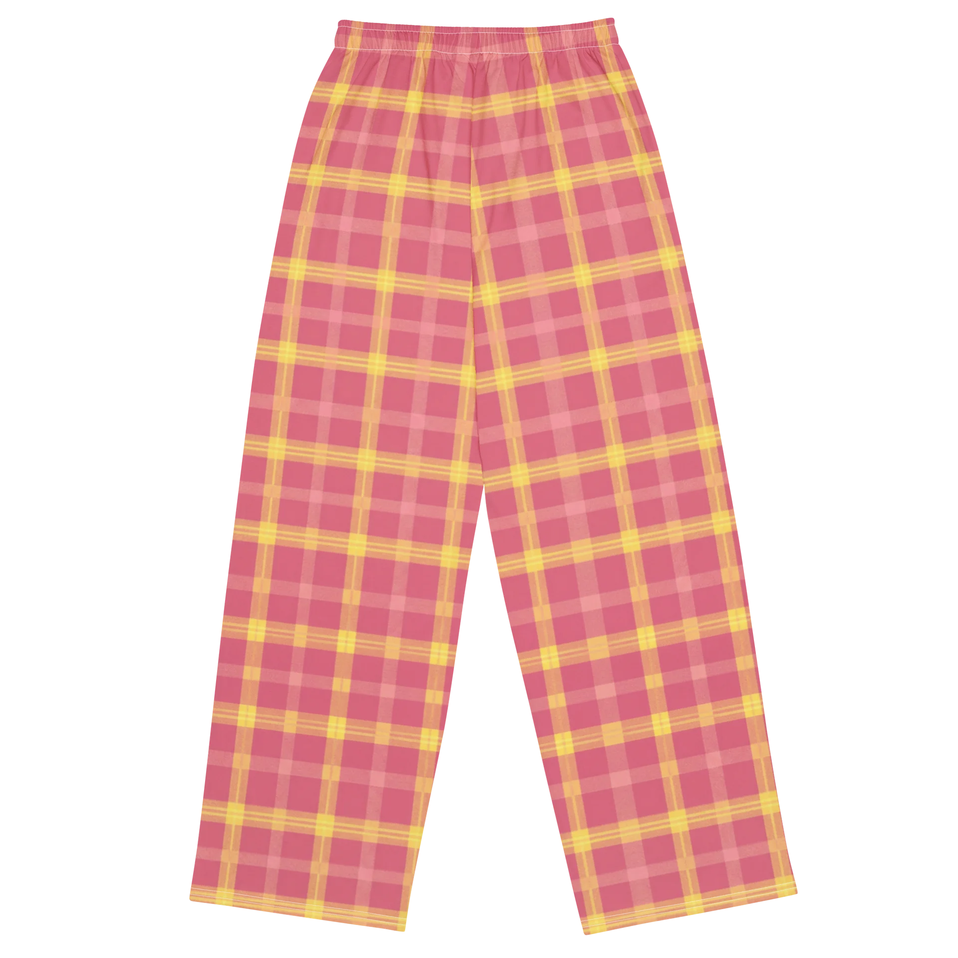 Pink & Yellow Plaid Wide-Leg Pants product image (2)