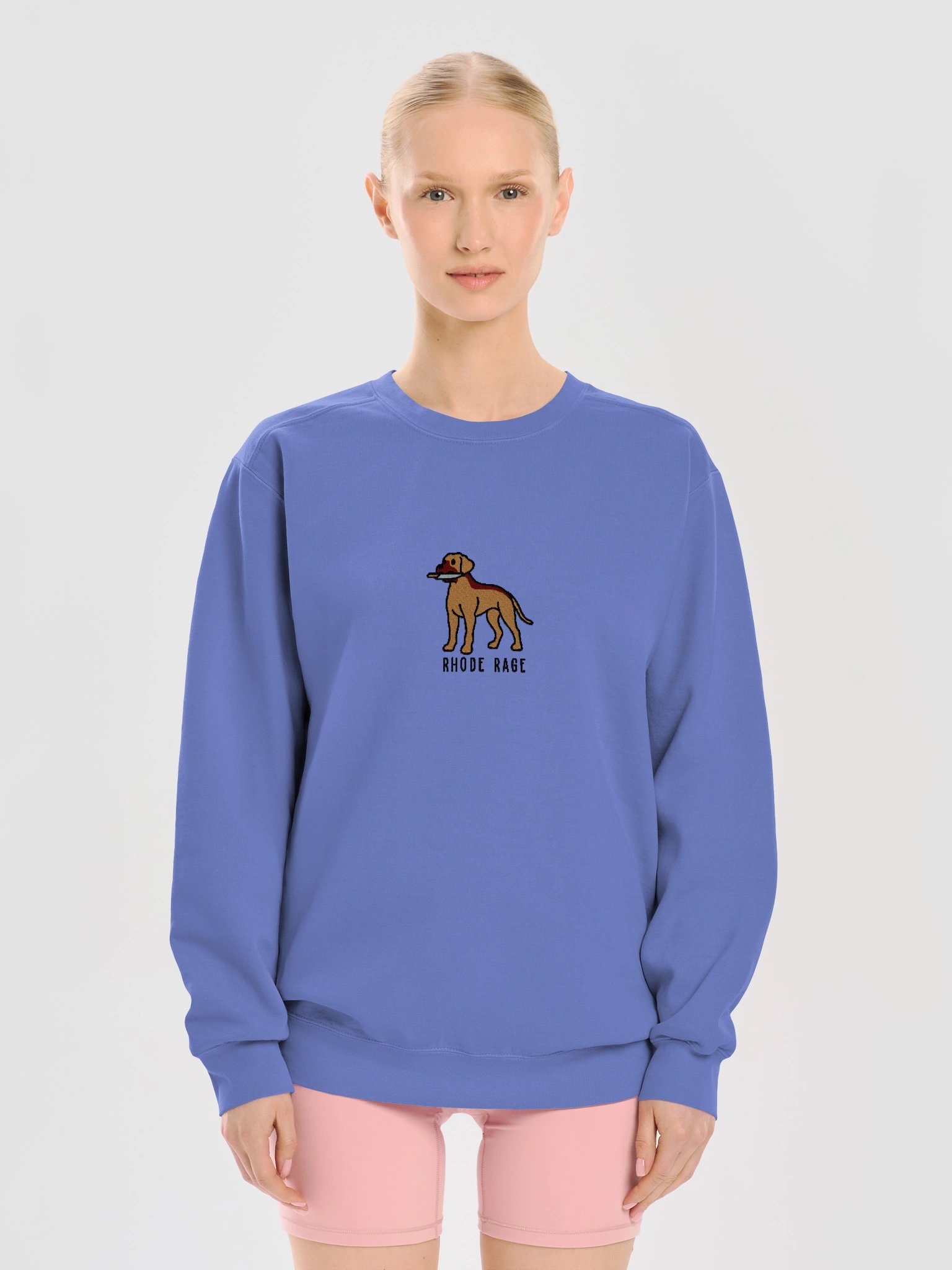 Rhode Rage Funny Chibi-Style Embroidered Premium Sweatshirt for Rhodesian Ridgeback(Tan) Owners product image (13)