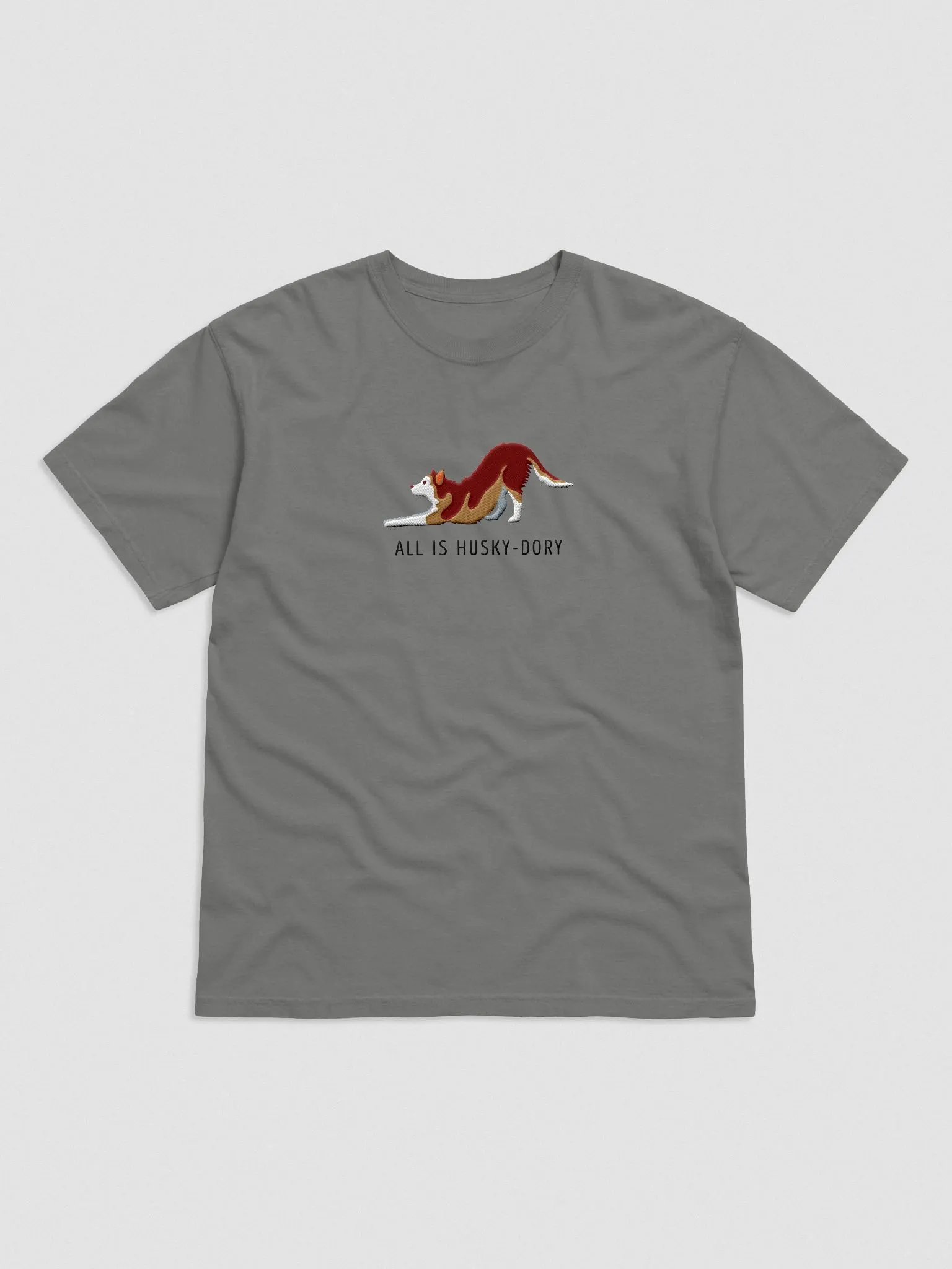 All Is Husky-Dory T-Shirt(Embroidered) of a Siberian Husky(Red) product image (4)