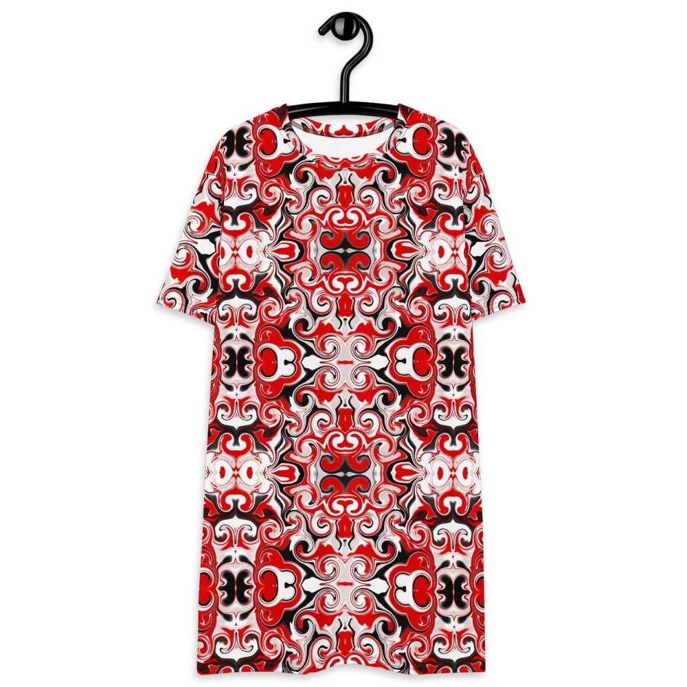 Red Abstract Swirls T-Shirt Dress product image (5)